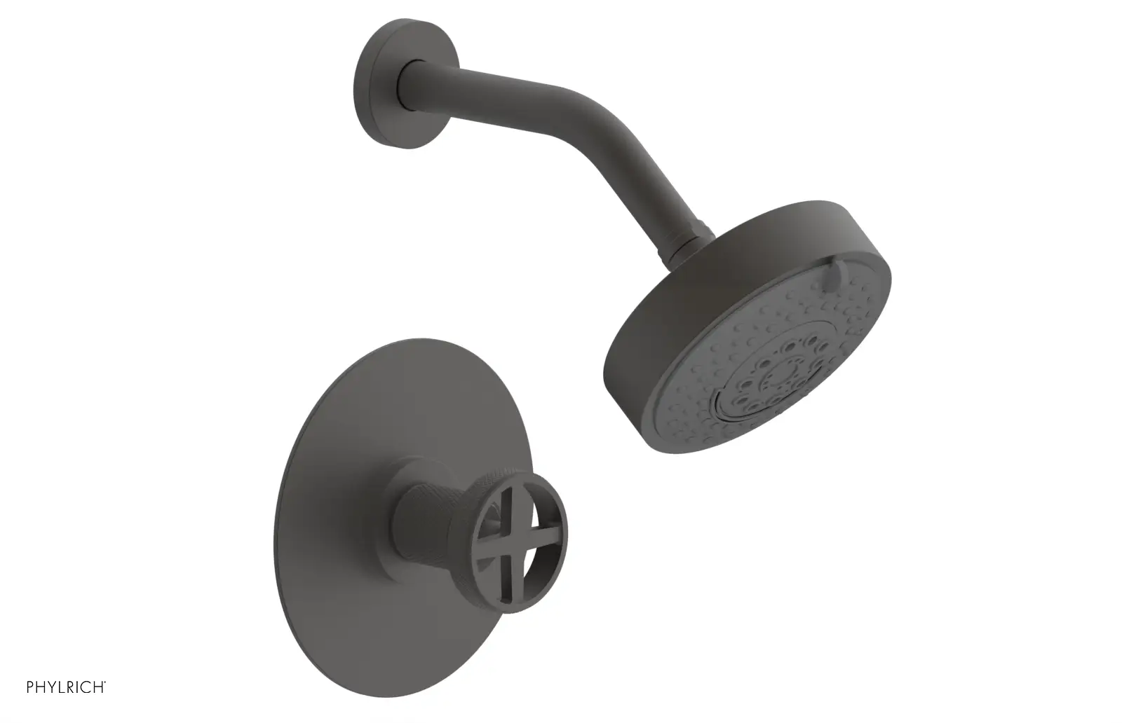 Phylrich Dustrie Knurled Pressure Balance Shower Set with Cross Handle by Phylrich