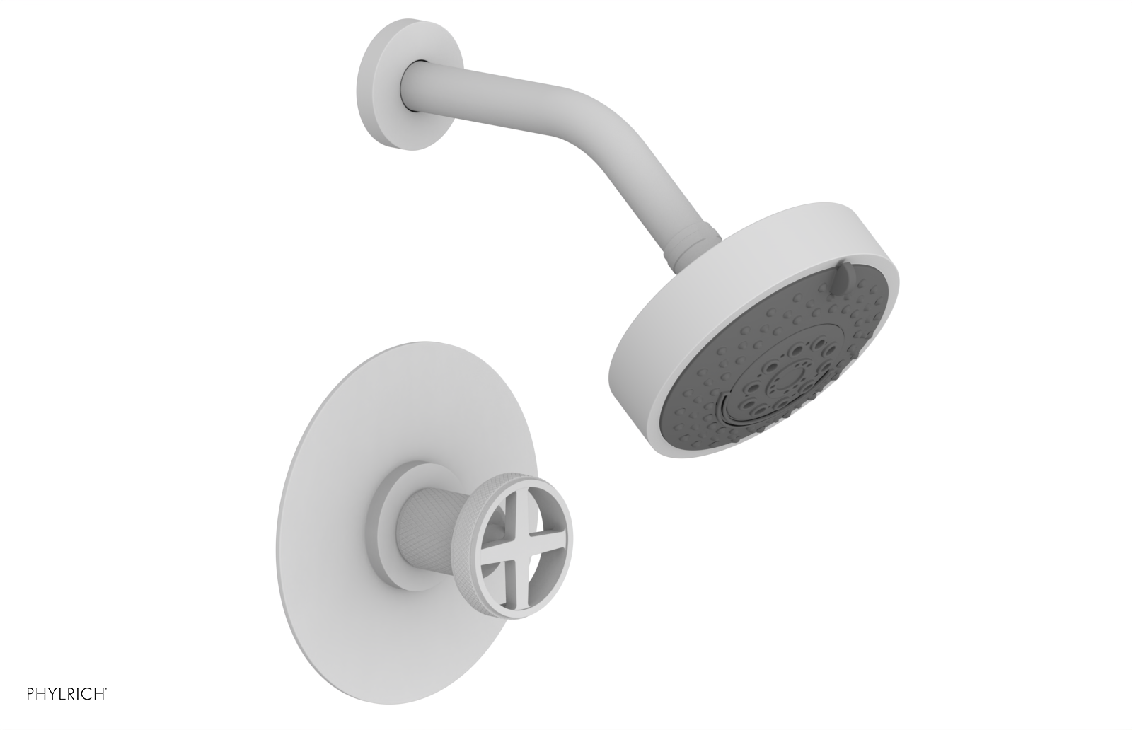 Phylrich Dustrie Knurled Pressure Balance Shower Set with Cross Handle