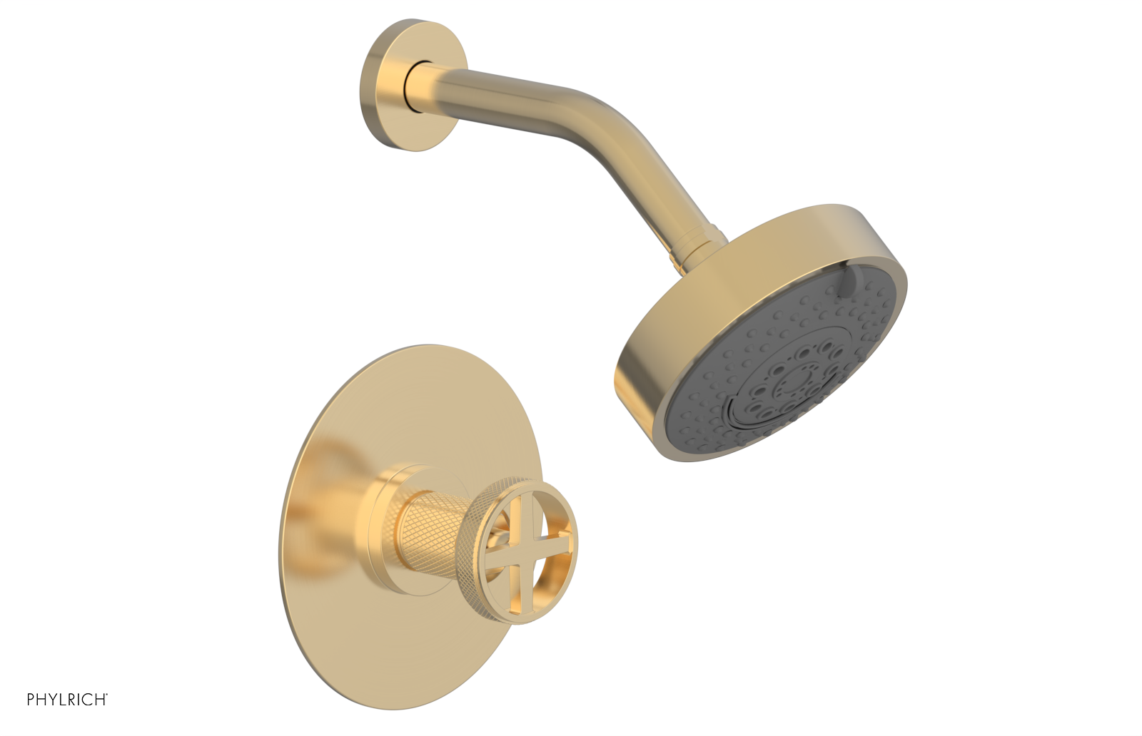 Phylrich Dustrie Knurled Pressure Balance Shower Set with Cross Handle
