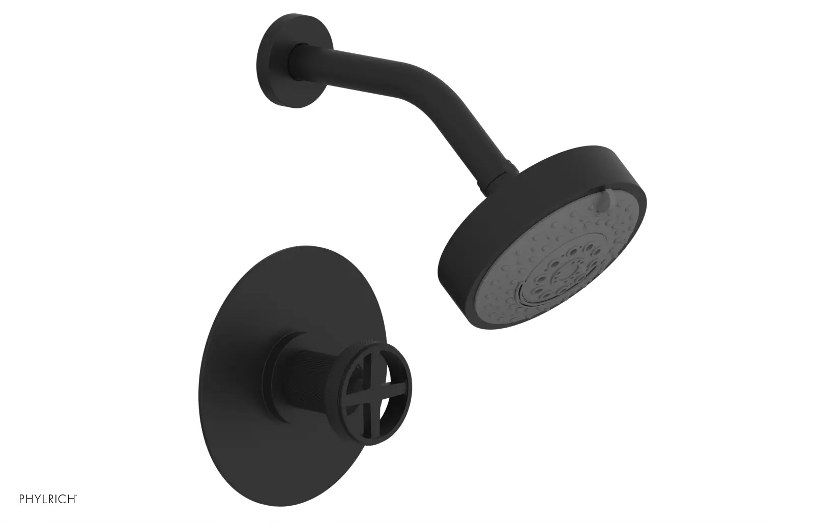 Phylrich Dustrie Knurled Pressure Balance Shower Set with Cross Handle by Phylrich