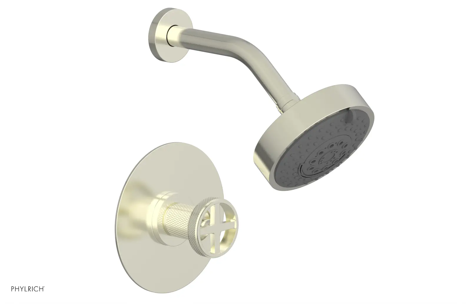 Phylrich Dustrie Knurled Pressure Balance Shower Set with Cross Handle by Phylrich