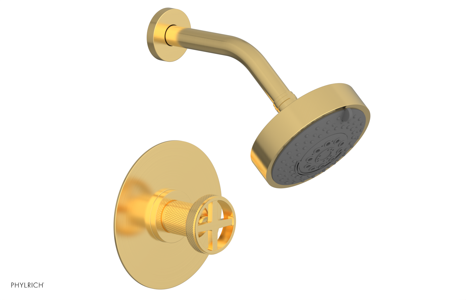Phylrich Dustrie Knurled Pressure Balance Shower Set with Cross Handle