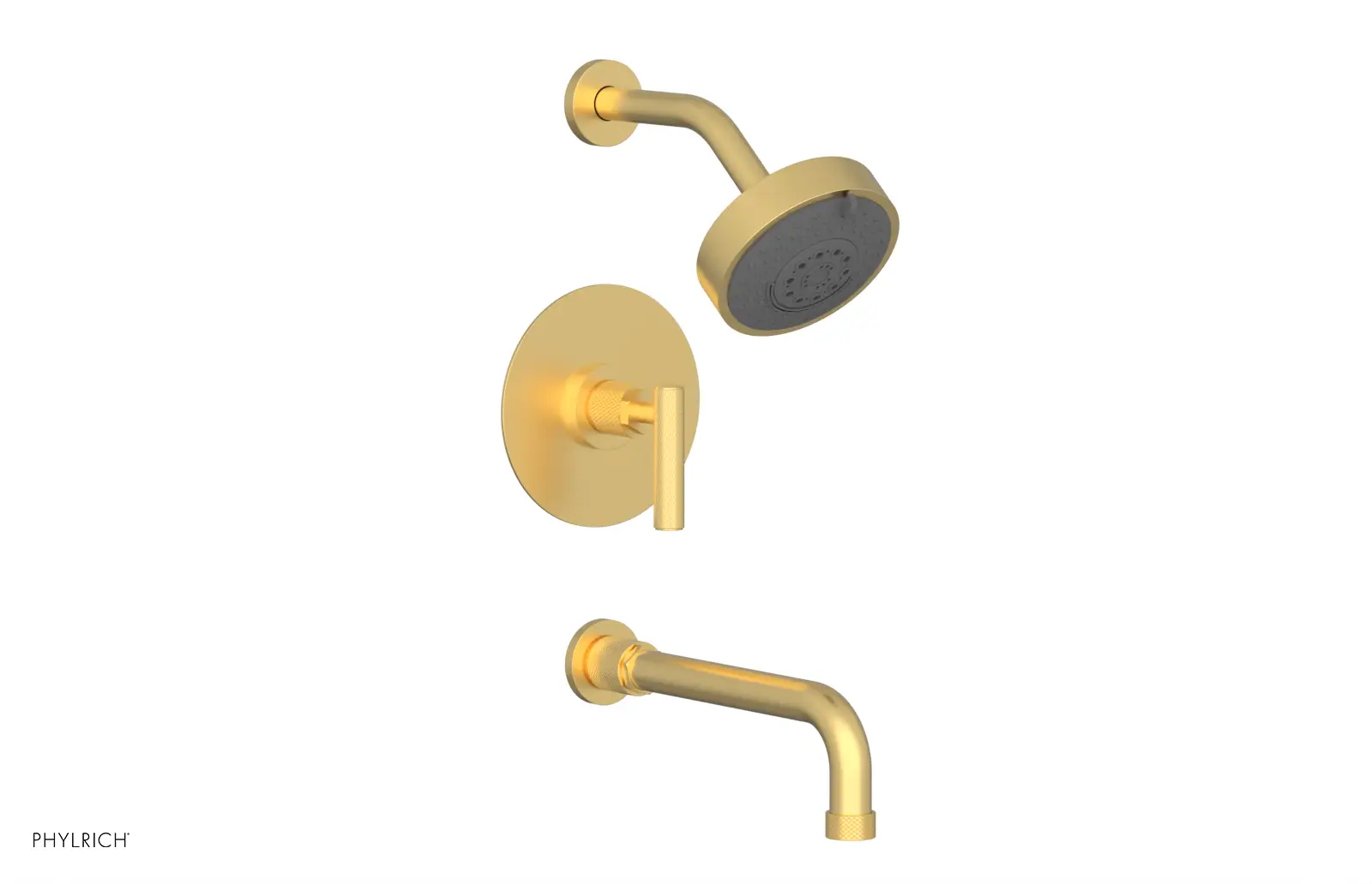 Phylrich Dustrie Knurled 10" Spout Pressure Balance Tub and Shower Set with Lever Handle by Phylrich