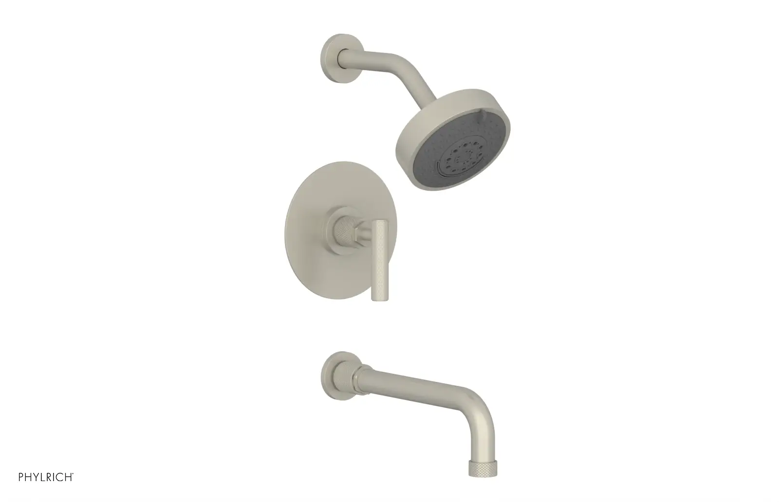 Phylrich Dustrie Knurled 10" Spout Pressure Balance Tub and Shower Set with Lever Handle by Phylrich