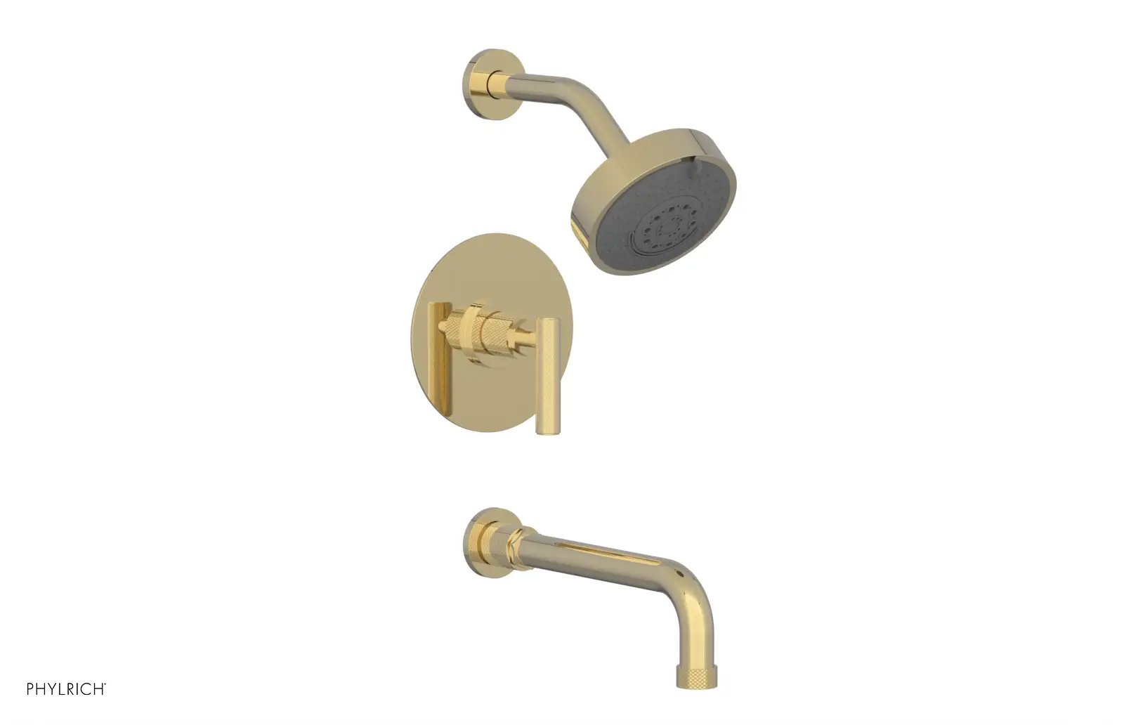 Phylrich Dustrie Knurled 10" Spout Pressure Balance Tub and Shower Set with Lever Handle by Phylrich