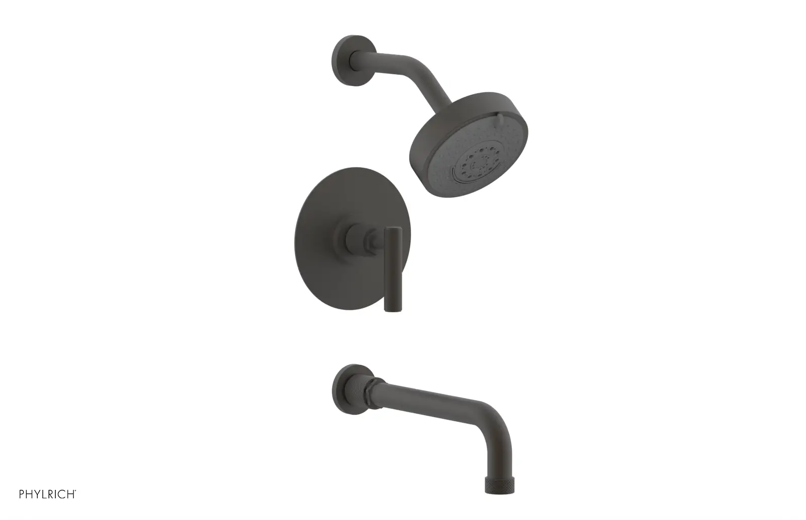 Phylrich Dustrie Knurled 10" Spout Pressure Balance Tub and Shower Set with Lever Handle by Phylrich