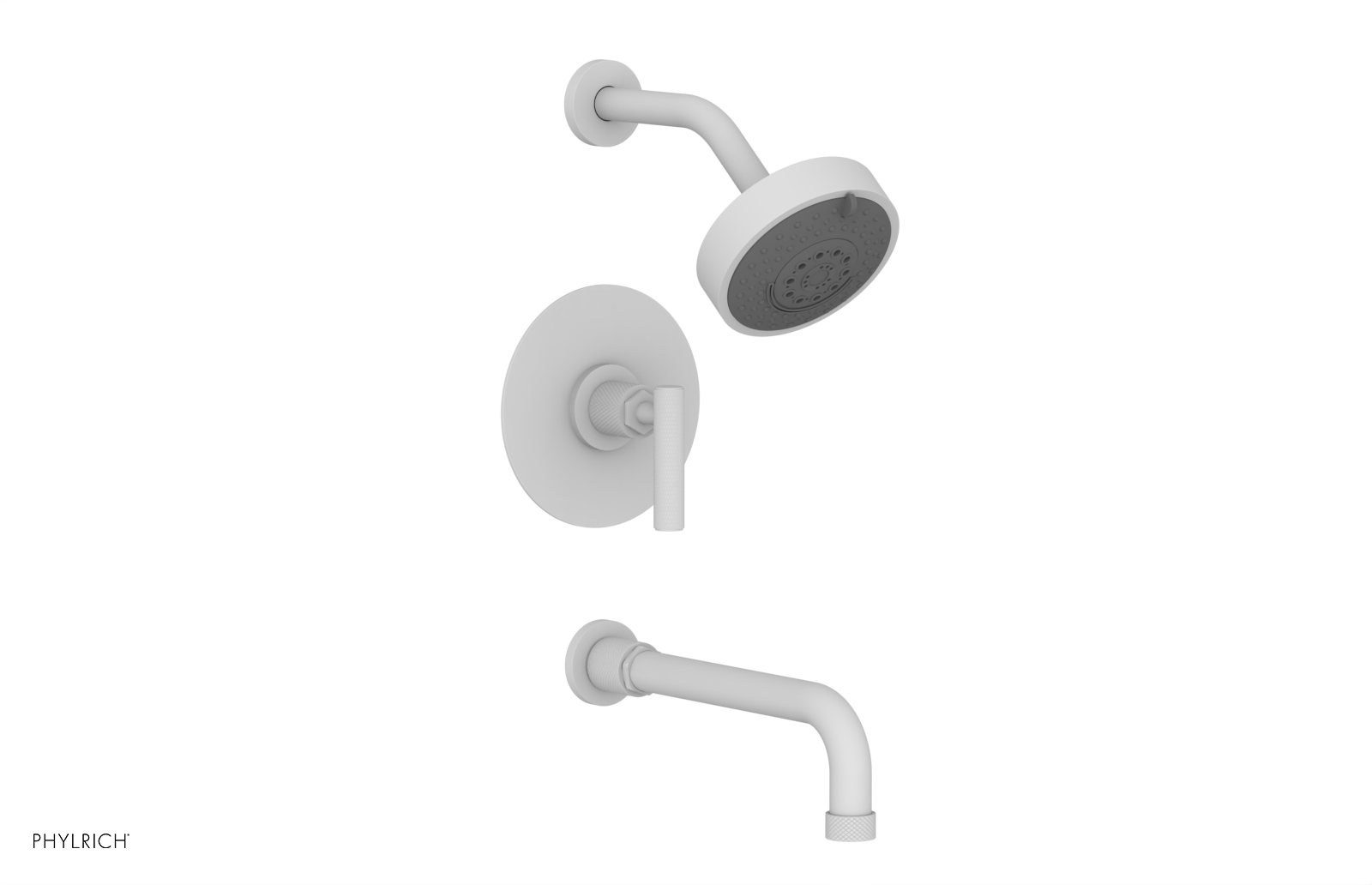 Phylrich Dustrie Knurled 10" Spout Pressure Balance Tub and Shower Set with Lever Handle