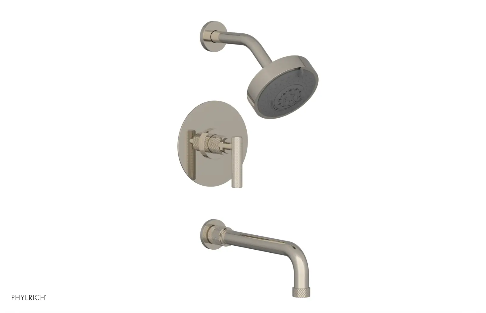 Phylrich Dustrie Knurled 10" Spout Pressure Balance Tub and Shower Set with Lever Handle by Phylrich