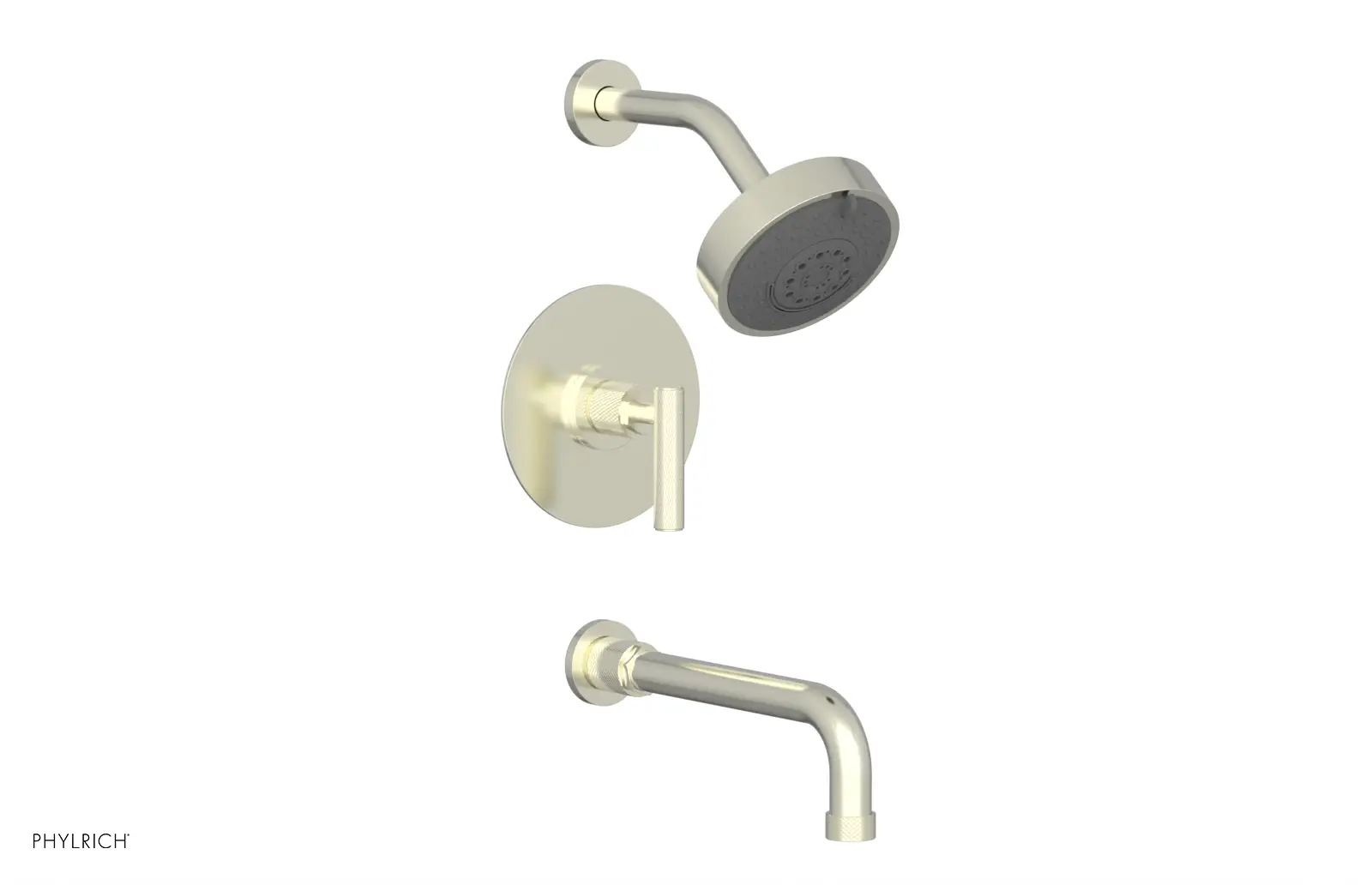 Phylrich Dustrie Knurled 10" Spout Pressure Balance Tub and Shower Set with Lever Handle by Phylrich