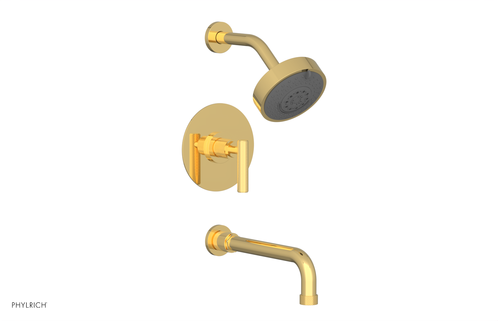 Phylrich Dustrie Knurled 10" Spout Pressure Balance Tub and Shower Set with Lever Handle by Phylrich