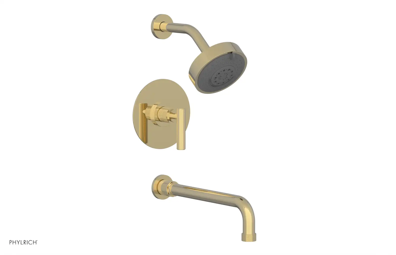 Phylrich Dustrie Knurled 12" Spout Pressure Balance Tub and Shower Set with Lever Handle by Phylrich