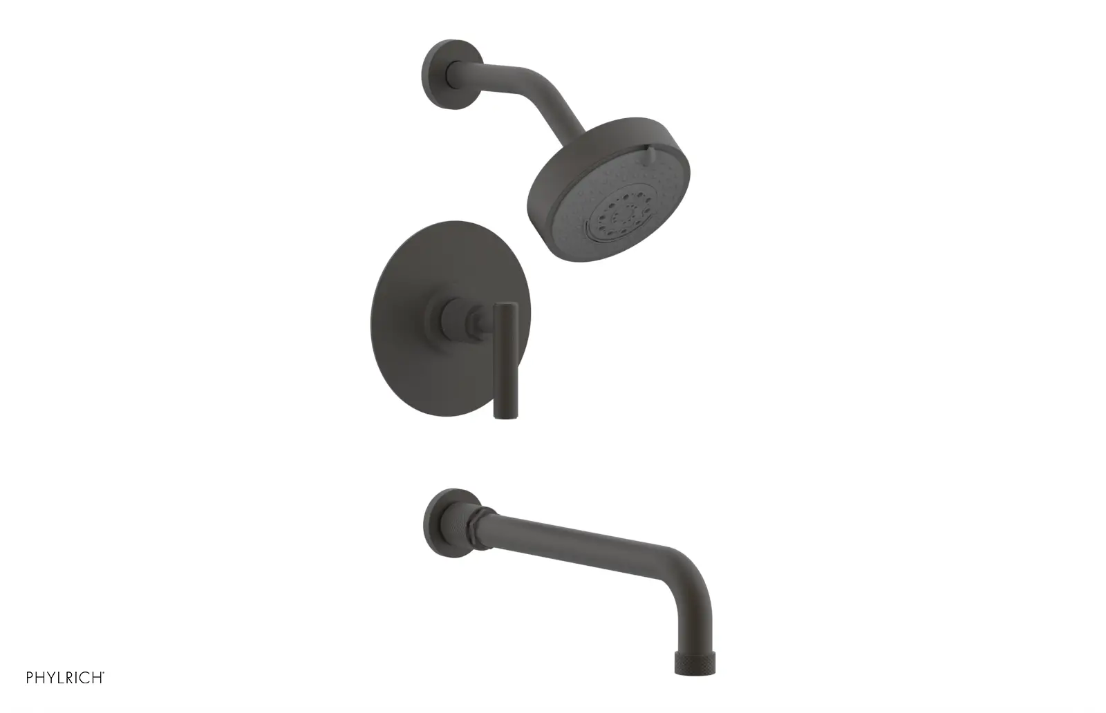 Phylrich Dustrie Knurled 12" Spout Pressure Balance Tub and Shower Set with Lever Handle by Phylrich