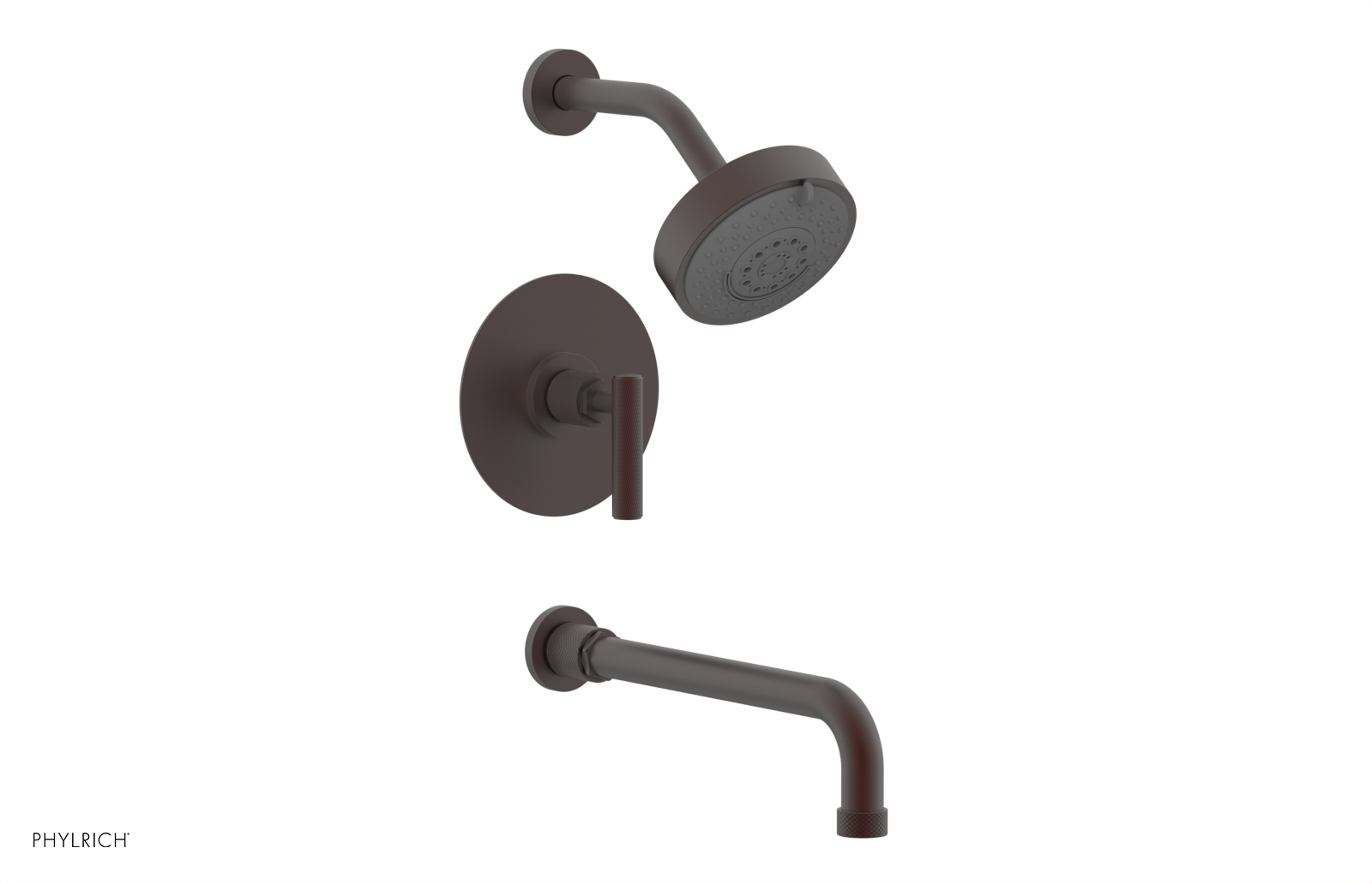 Phylrich Dustrie Knurled 12" Spout Pressure Balance Tub and Shower Set with Lever Handle by Phylrich