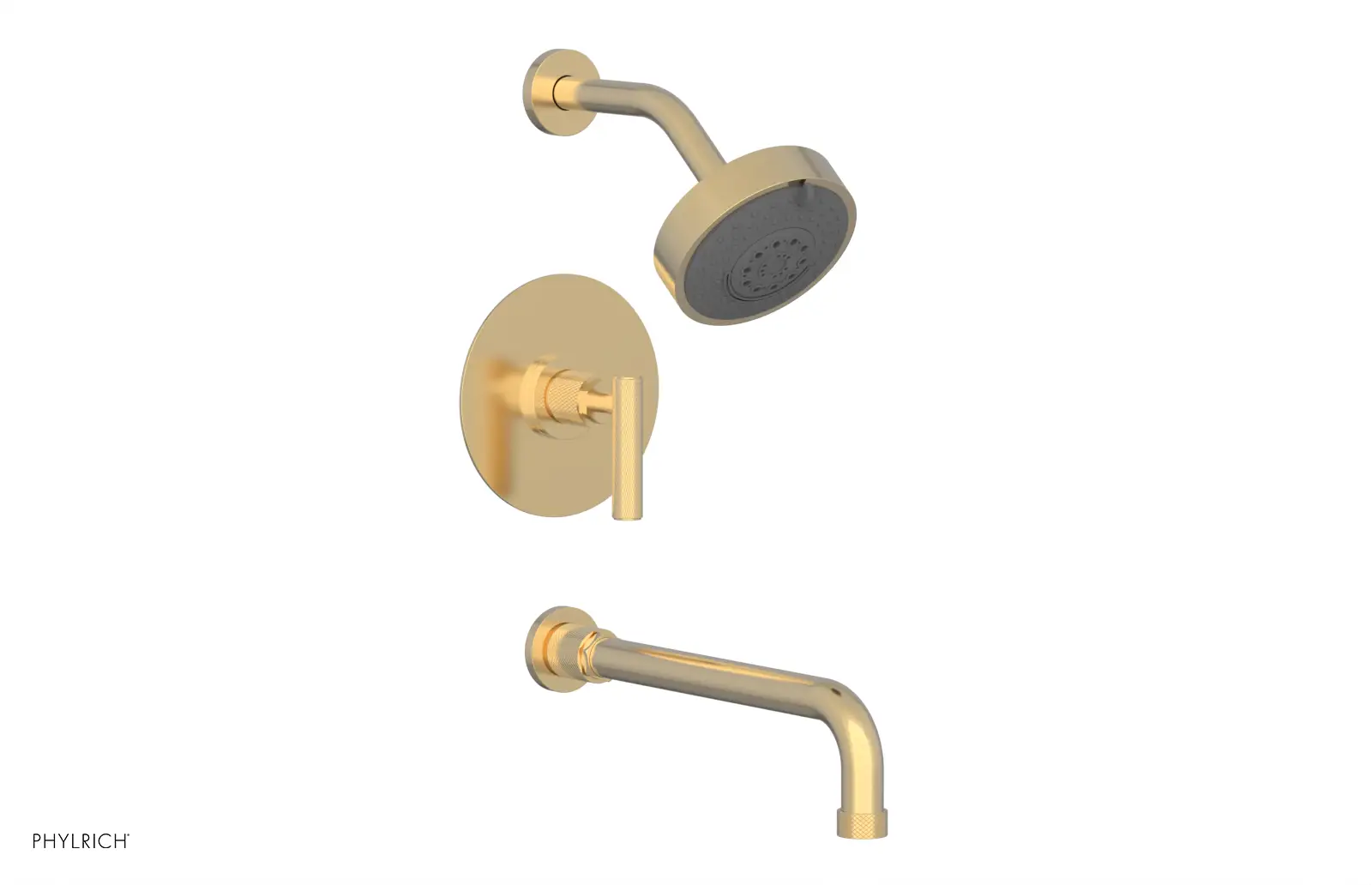 Phylrich Dustrie Knurled 12" Spout Pressure Balance Tub and Shower Set with Lever Handle by Phylrich