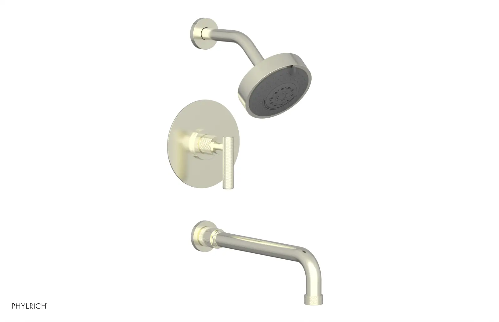 Phylrich Dustrie Knurled 12" Spout Pressure Balance Tub and Shower Set with Lever Handle by Phylrich