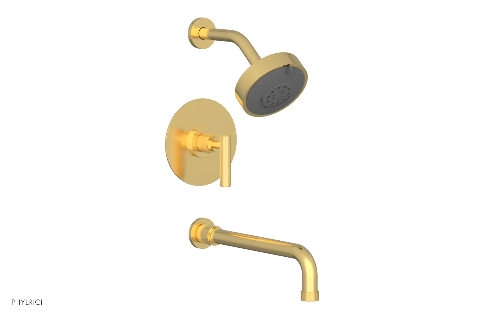 Phylrich Dustrie Knurled 12" Spout Pressure Balance Tub and Shower Set with Lever Handle by Phylrich