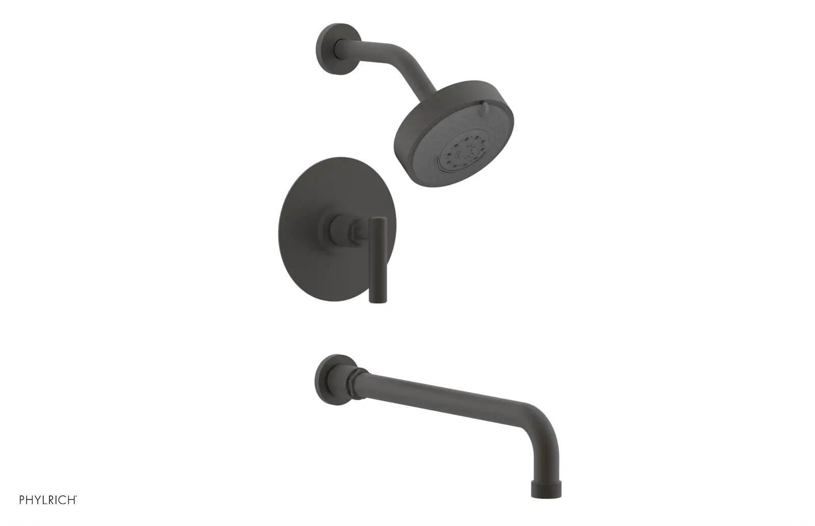 Phylrich Dustrie Knurled 14" Spout Pressure Balance Tub and Shower Set with Lever Handle by Phylrich