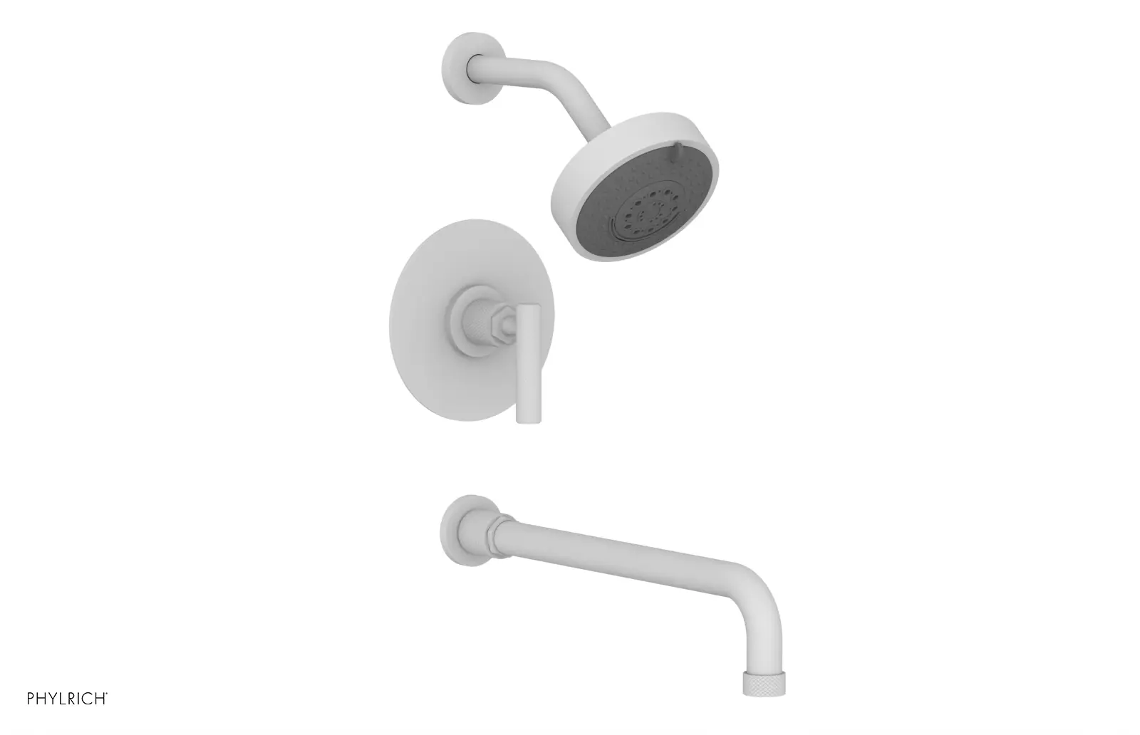 Phylrich Dustrie Knurled 14" Spout Pressure Balance Tub and Shower Set with Lever Handle by Phylrich