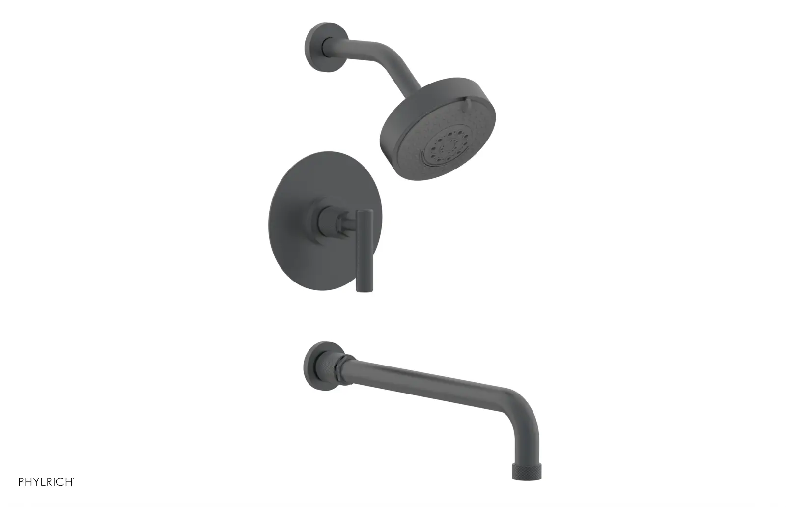 Phylrich Dustrie Knurled 14" Spout Pressure Balance Tub and Shower Set with Lever Handle by Phylrich