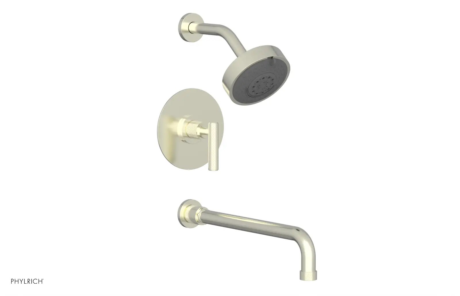Phylrich Dustrie Knurled 14" Spout Pressure Balance Tub and Shower Set with Lever Handle by Phylrich
