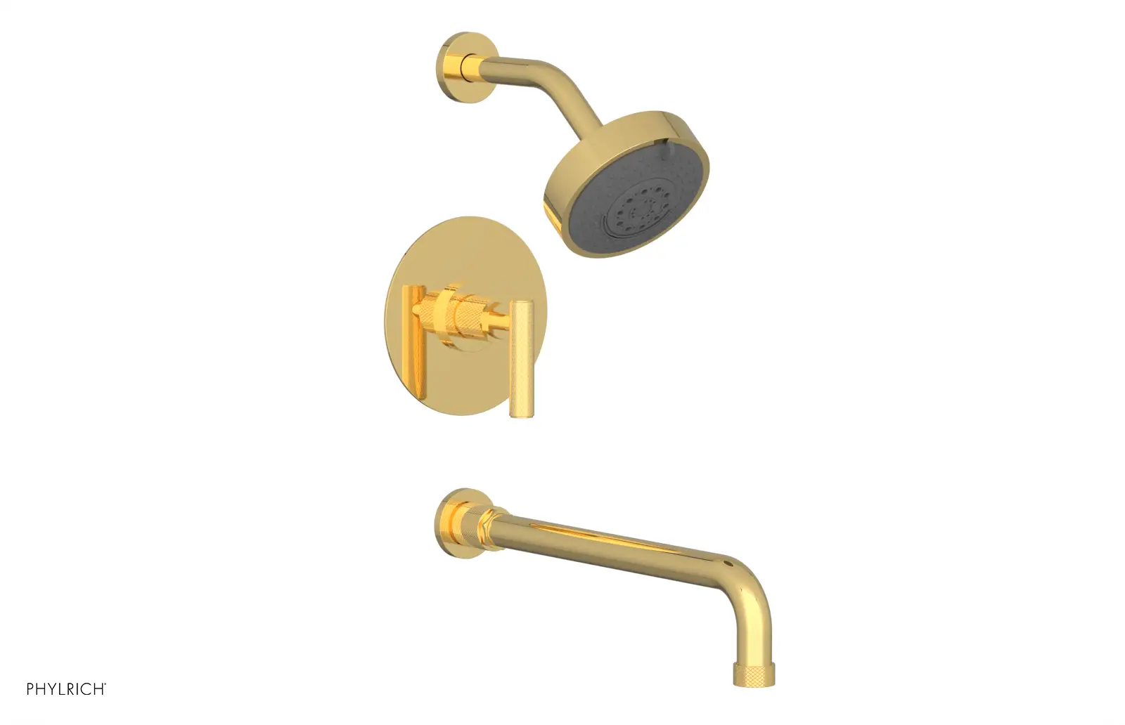 Phylrich Dustrie Knurled 14" Spout Pressure Balance Tub and Shower Set with Lever Handle by Phylrich