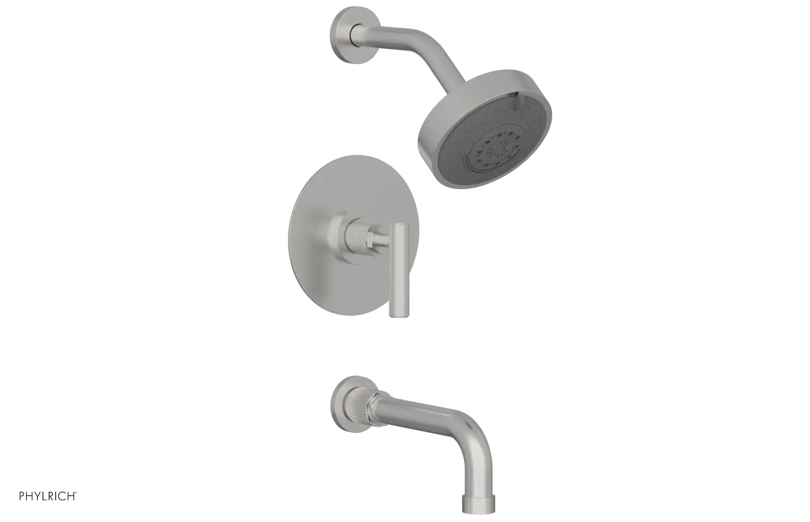 Phylrich Dustrie Knurled 7 5/8" Spout Pressure Balance Tub and Shower Set with Lever Handle by Phylrich