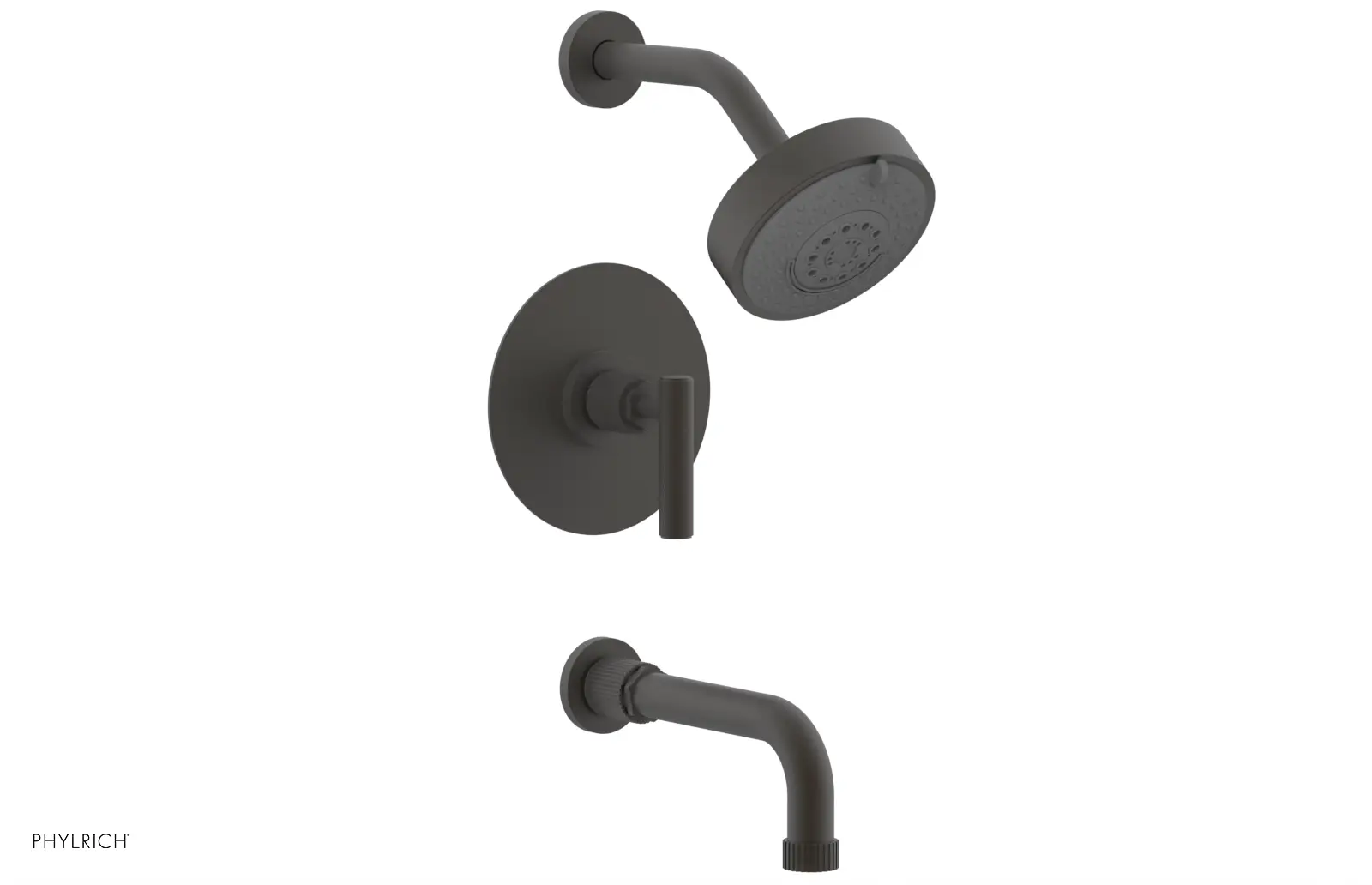 Phylrich Dustrie Knurled 7 5/8" Spout Pressure Balance Tub and Shower Set with Lever Handle by Phylrich