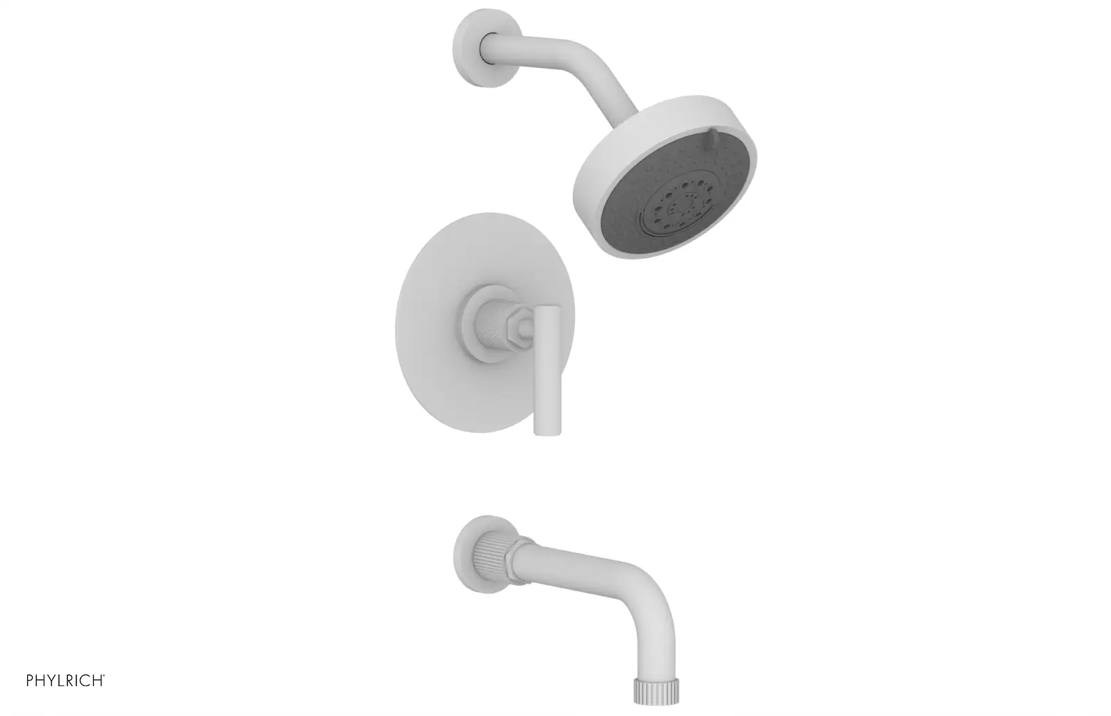 Phylrich Dustrie Knurled 7 5/8" Spout Pressure Balance Tub and Shower Set with Lever Handle by Phylrich