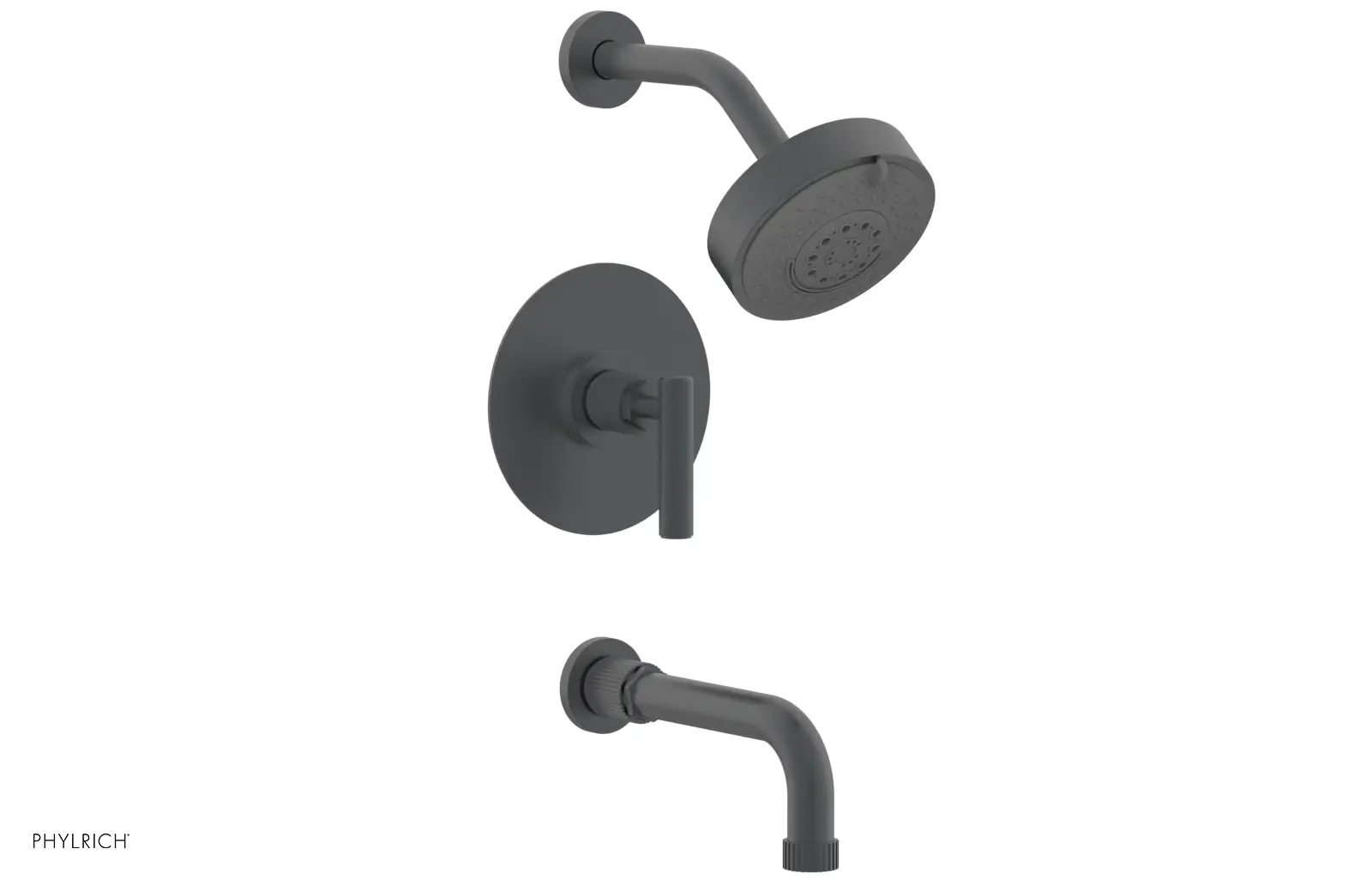 Phylrich Dustrie Knurled 7 5/8" Spout Pressure Balance Tub and Shower Set with Lever Handle by Phylrich