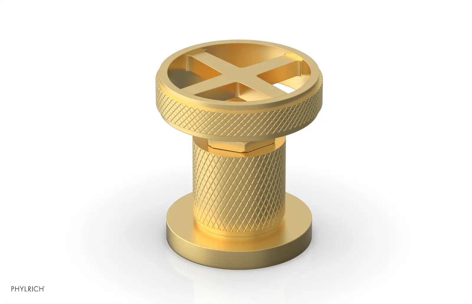 Phylrich Dustrie Knurled Volume Control/Diverter Trim with Cross Handle by Phylrich