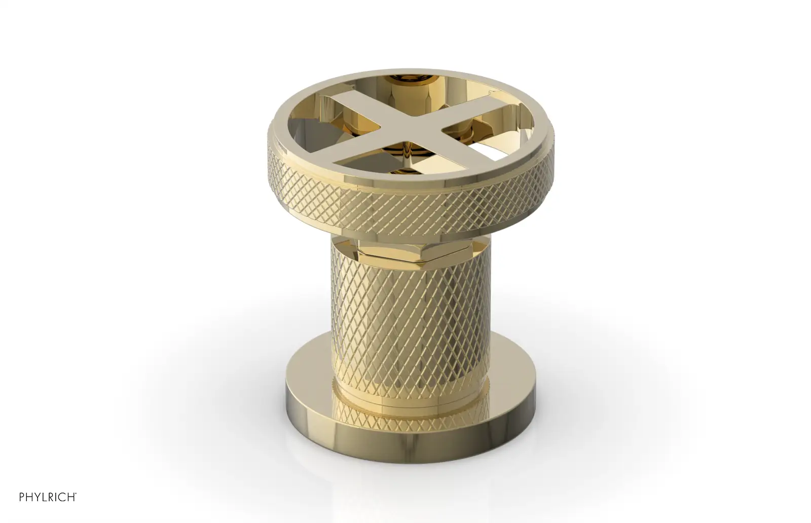 Phylrich Dustrie Knurled Volume Control/Diverter Trim with Cross Handle by Phylrich