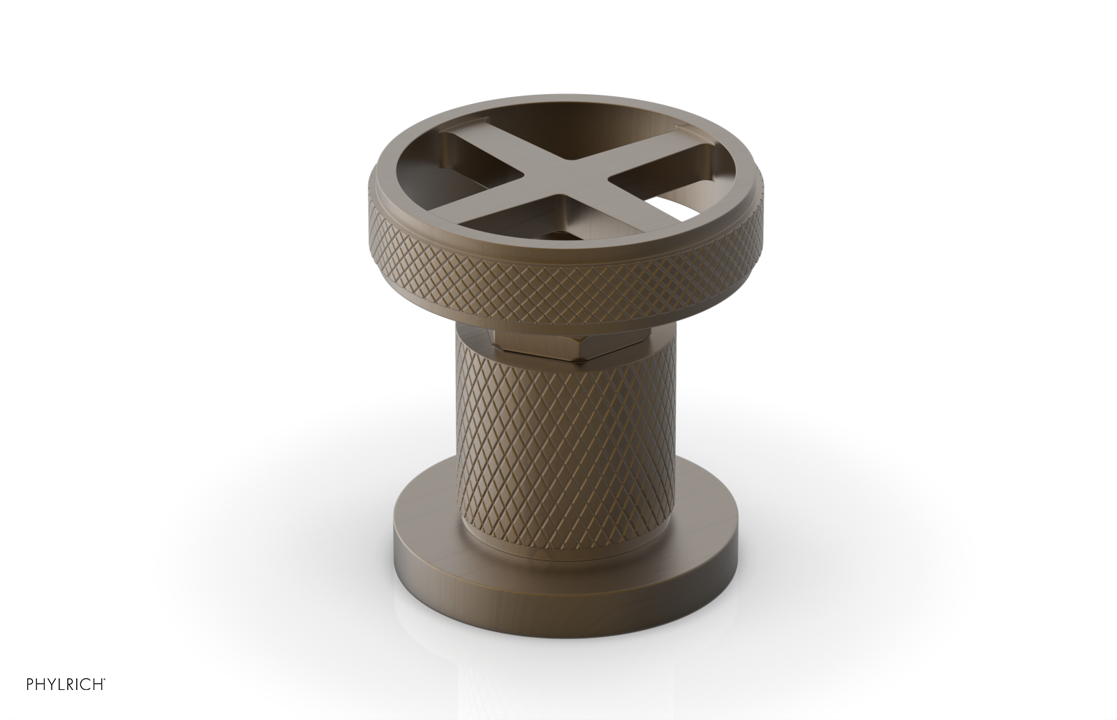 Phylrich Dustrie Knurled Volume Control/Diverter Trim with Cross Handle