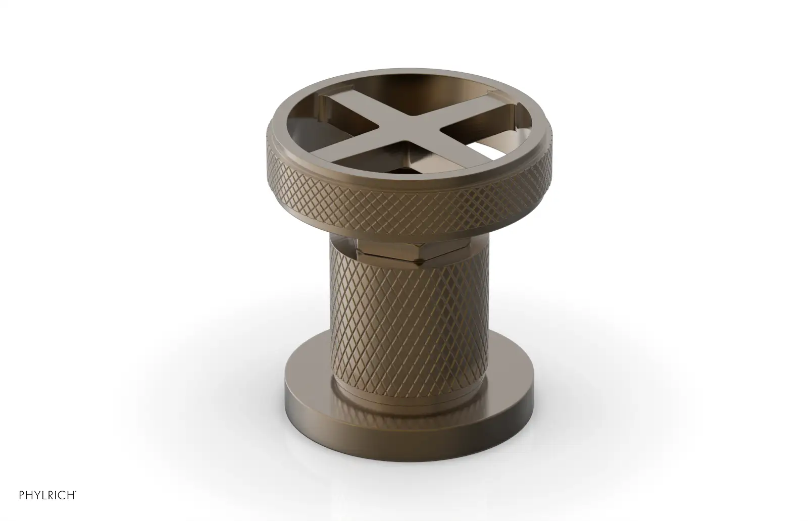 Phylrich Dustrie Knurled Volume Control/Diverter Trim with Cross Handle by Phylrich