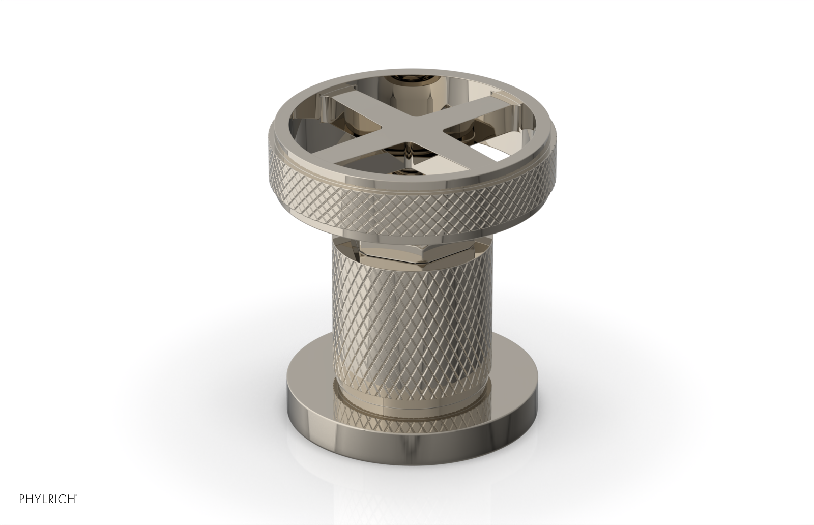 Phylrich Dustrie Knurled Volume Control/Diverter Trim with Cross Handle