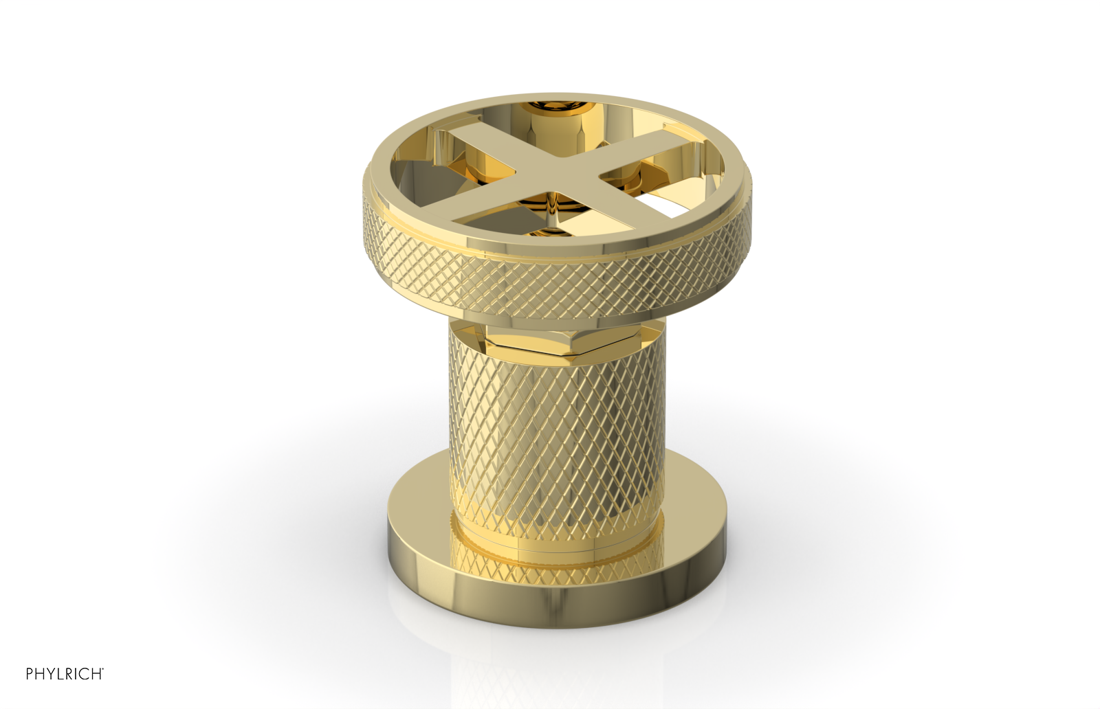 Phylrich Dustrie Knurled Volume Control/Diverter Trim with Cross Handle