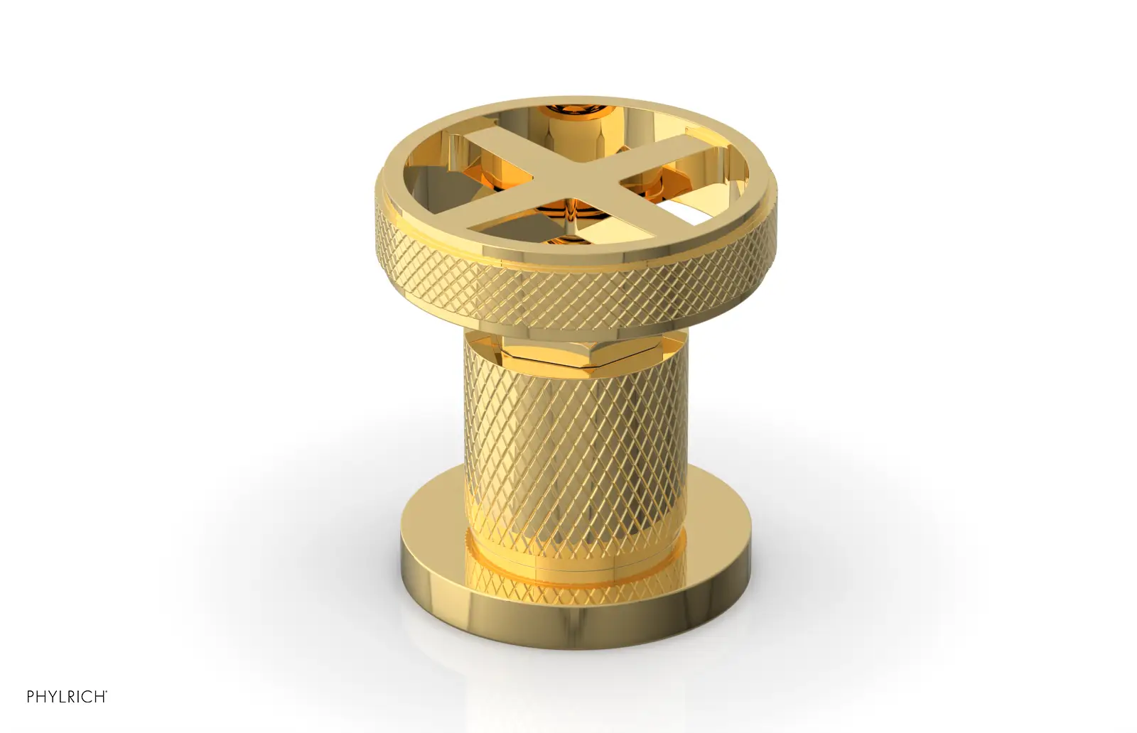 Phylrich Dustrie Knurled Volume Control/Diverter Trim with Cross Handle by Phylrich