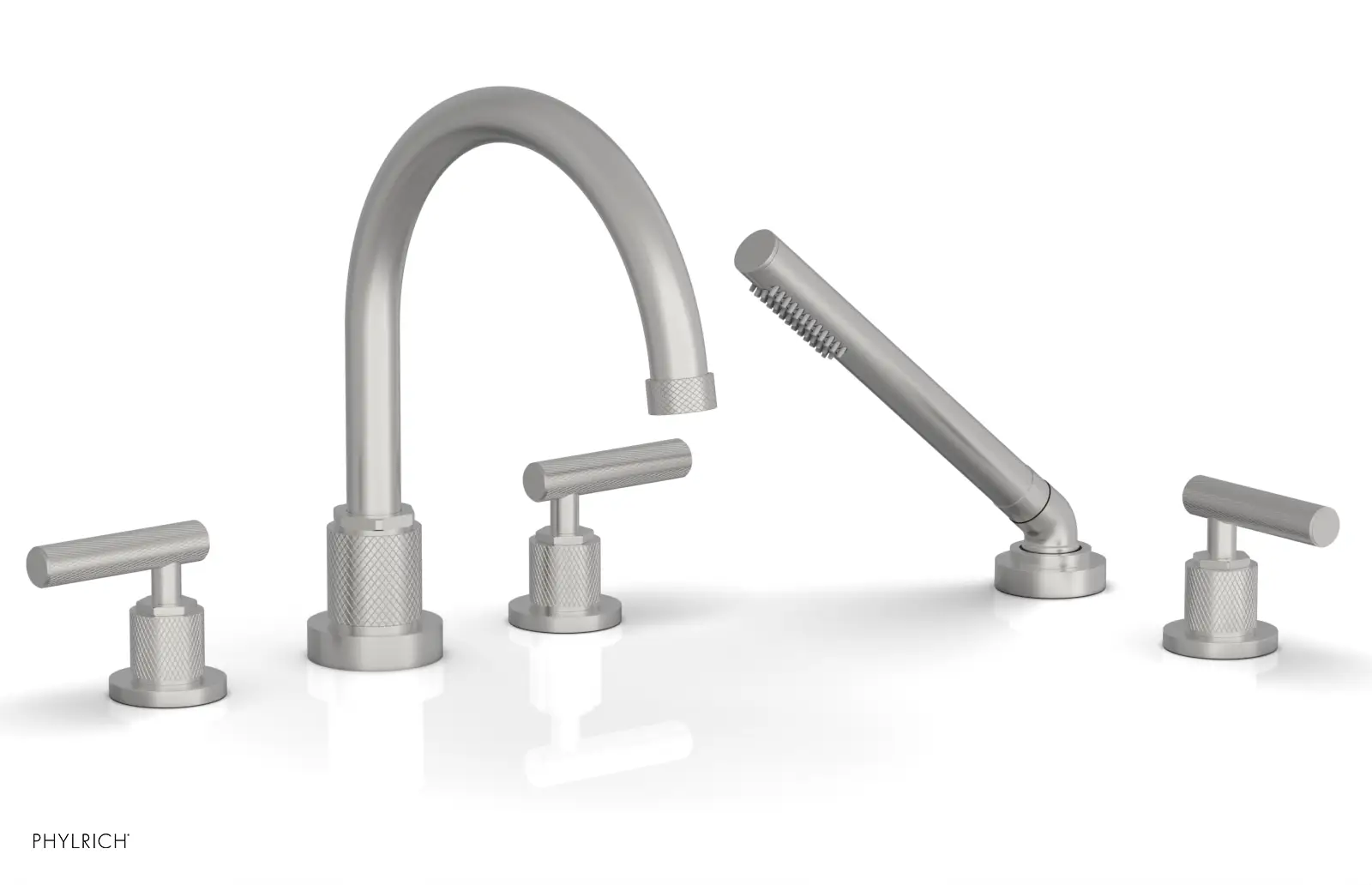 Phylrich Dustrie Knurled Deck Tub Set with Hand Shower with Lever Handles by Phylrich