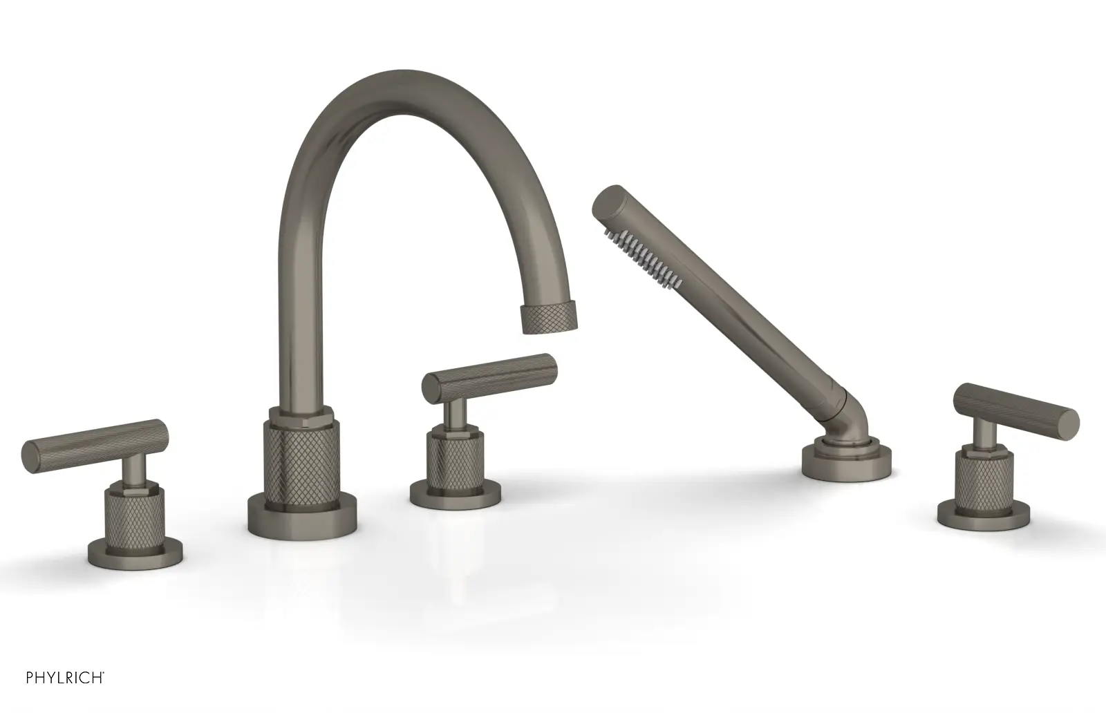 Phylrich Dustrie Knurled Deck Tub Set with Hand Shower with Lever Handles by Phylrich