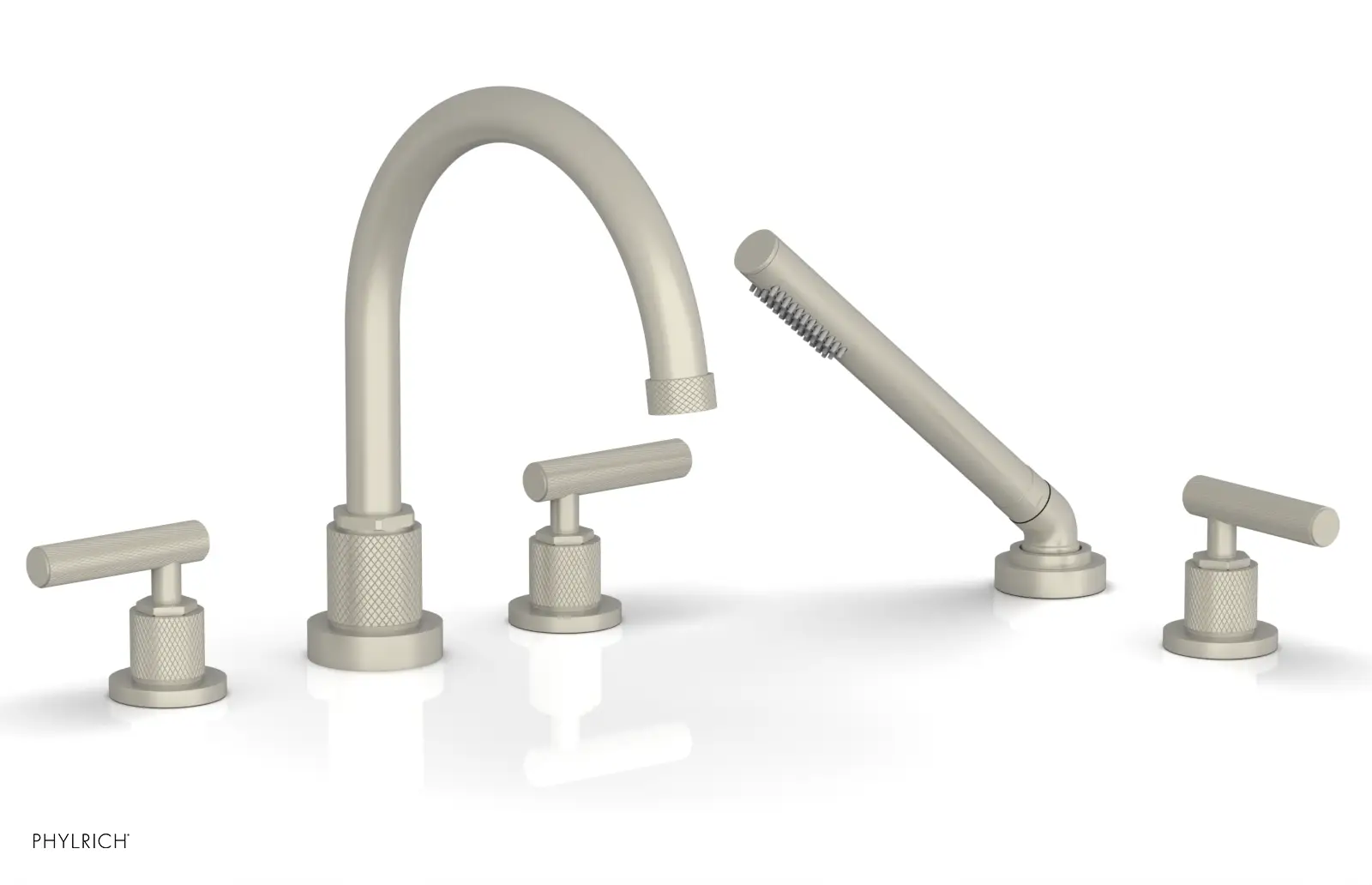 Phylrich Dustrie Knurled Deck Tub Set with Hand Shower with Lever Handles by Phylrich