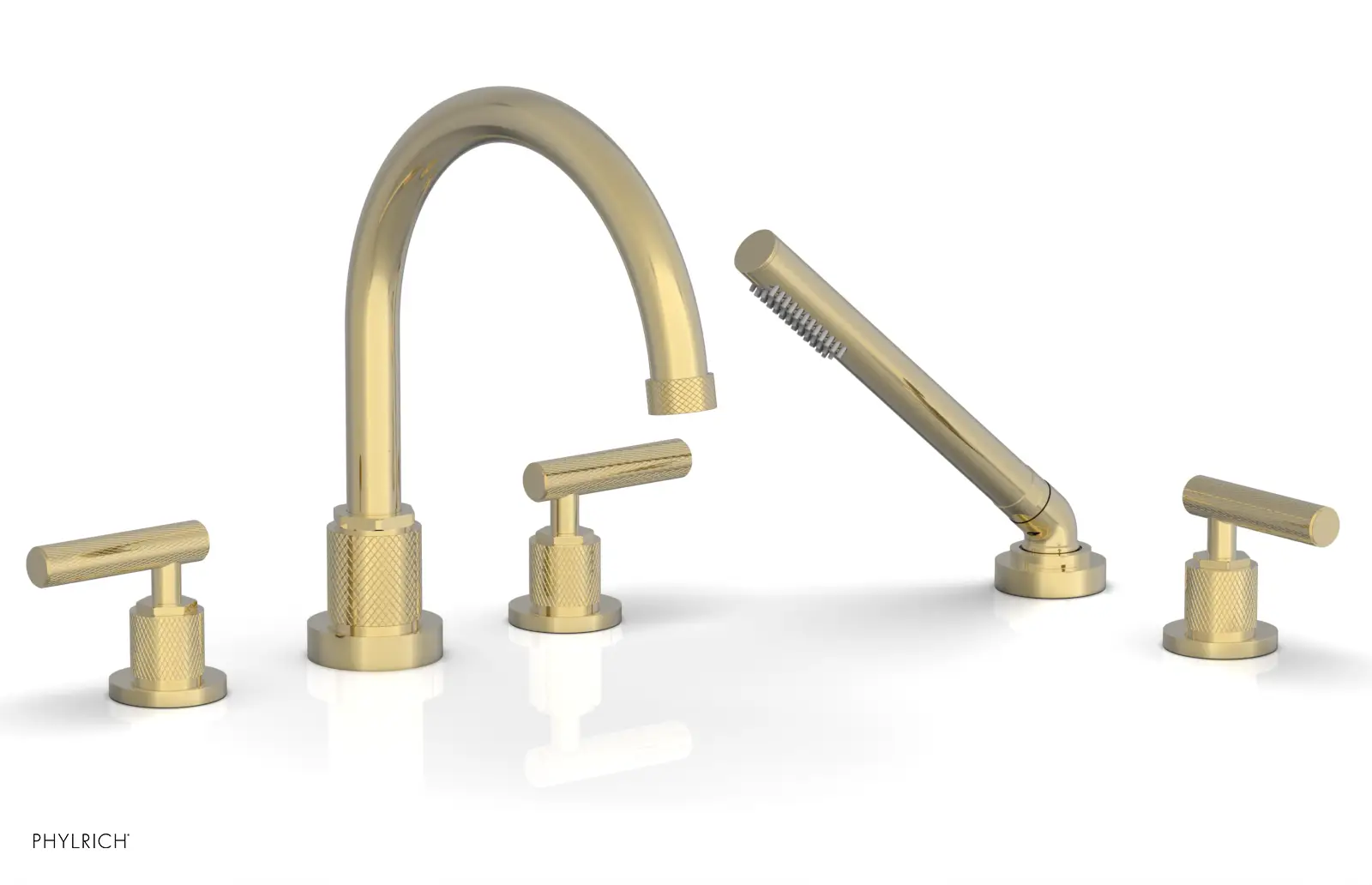 Phylrich Dustrie Knurled Deck Tub Set with Hand Shower with Lever Handles by Phylrich