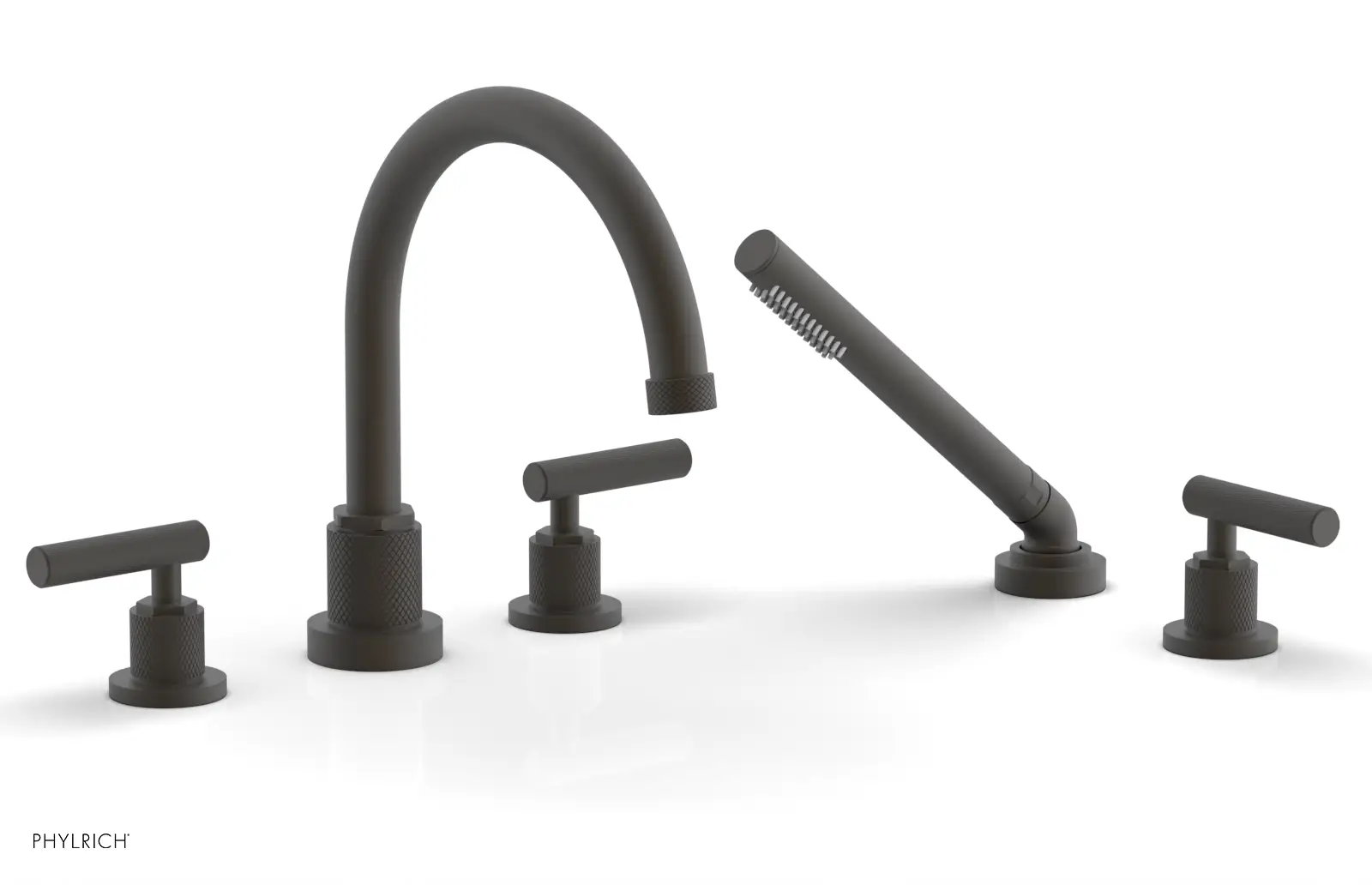 Phylrich Dustrie Knurled Deck Tub Set with Hand Shower with Lever Handles by Phylrich