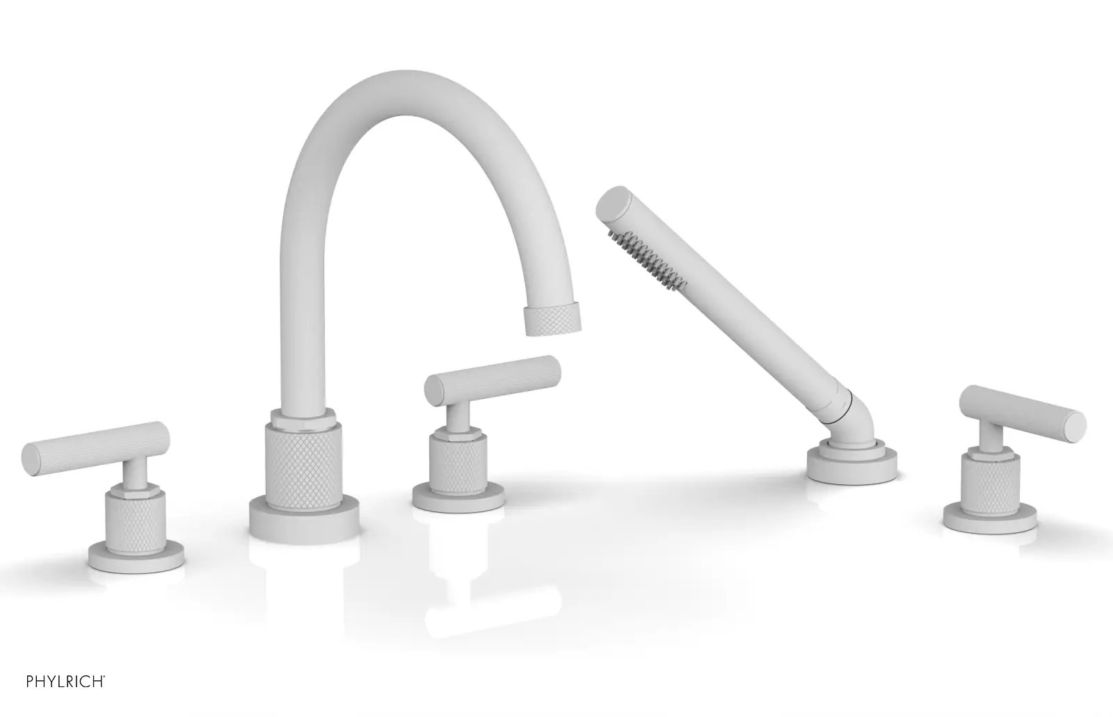 Phylrich Dustrie Knurled Deck Tub Set with Hand Shower with Lever Handles by Phylrich