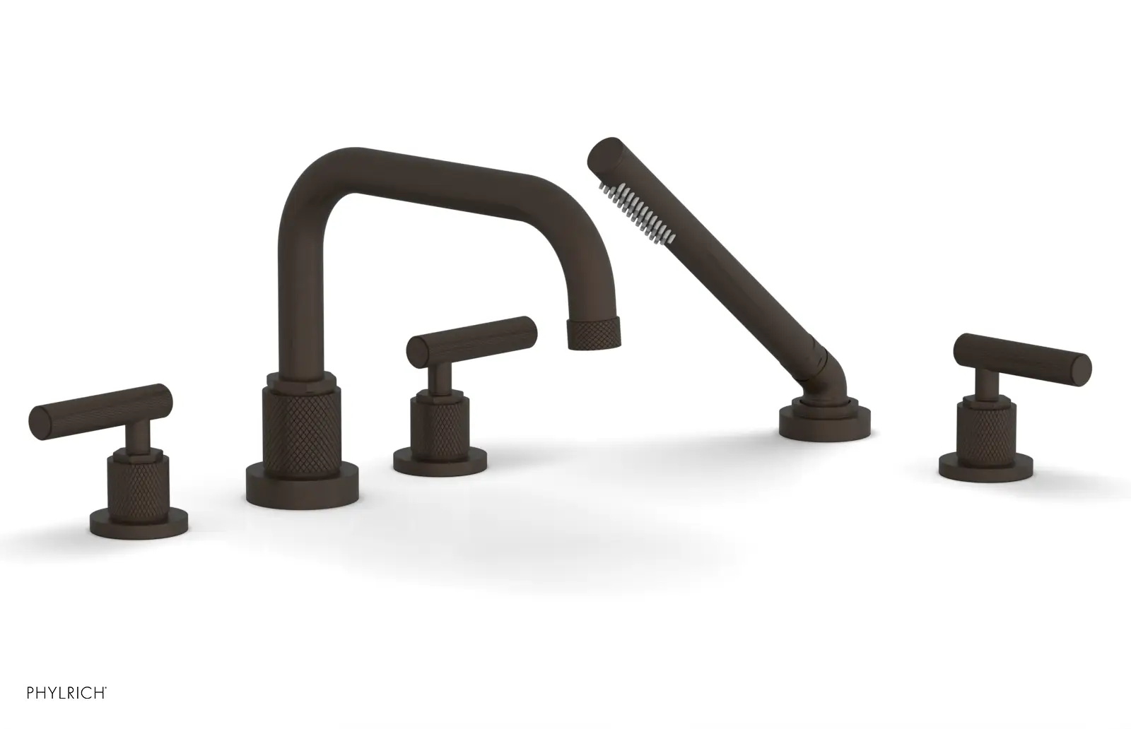 Phylrich Dustrie Knurled Deck Tub Set with Hand Shower with Lever Handles by Phylrich