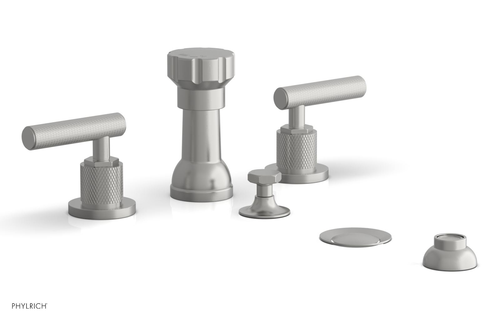 Phylrich Dustrie Knurled Four Hole Bidet Set with Lever Handles