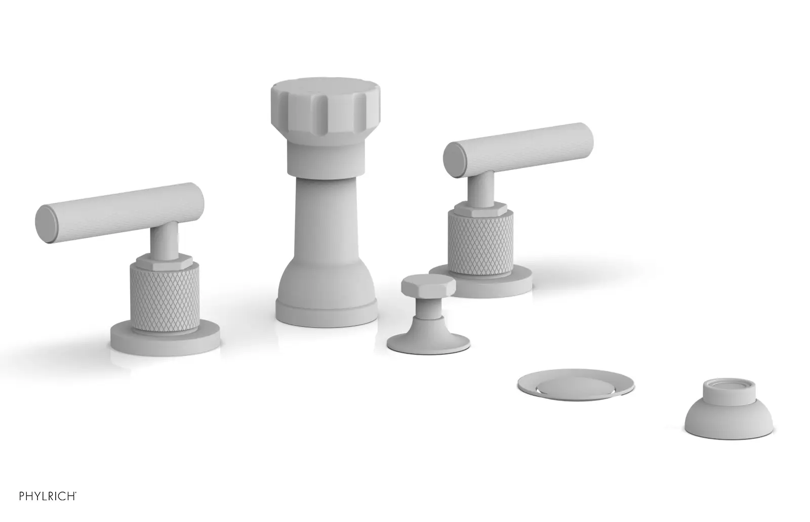 Phylrich Dustrie Knurled Four Hole Bidet Set with Lever Handles by Phylrich