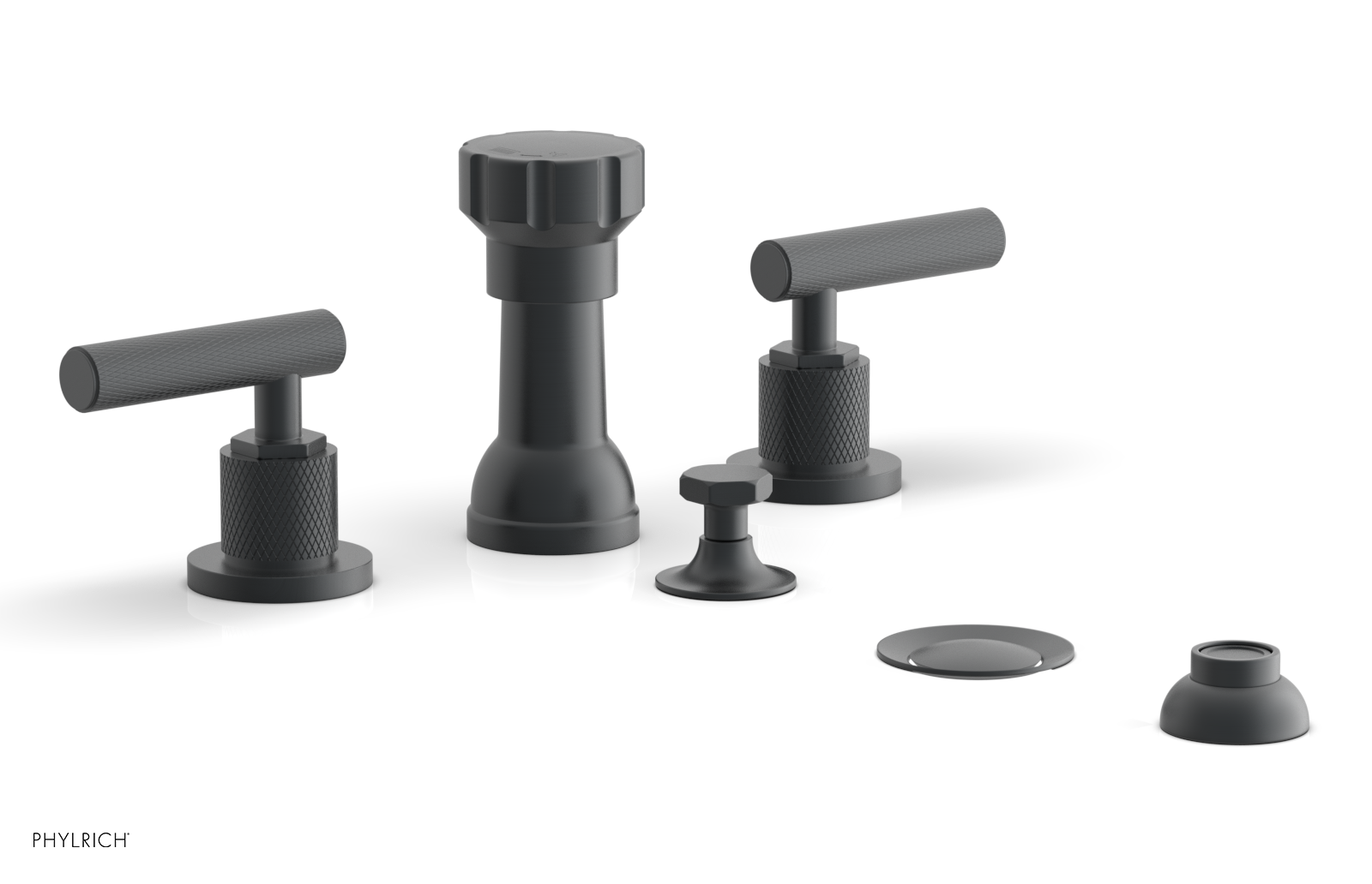 Phylrich Dustrie Knurled Four Hole Bidet Set with Lever Handles