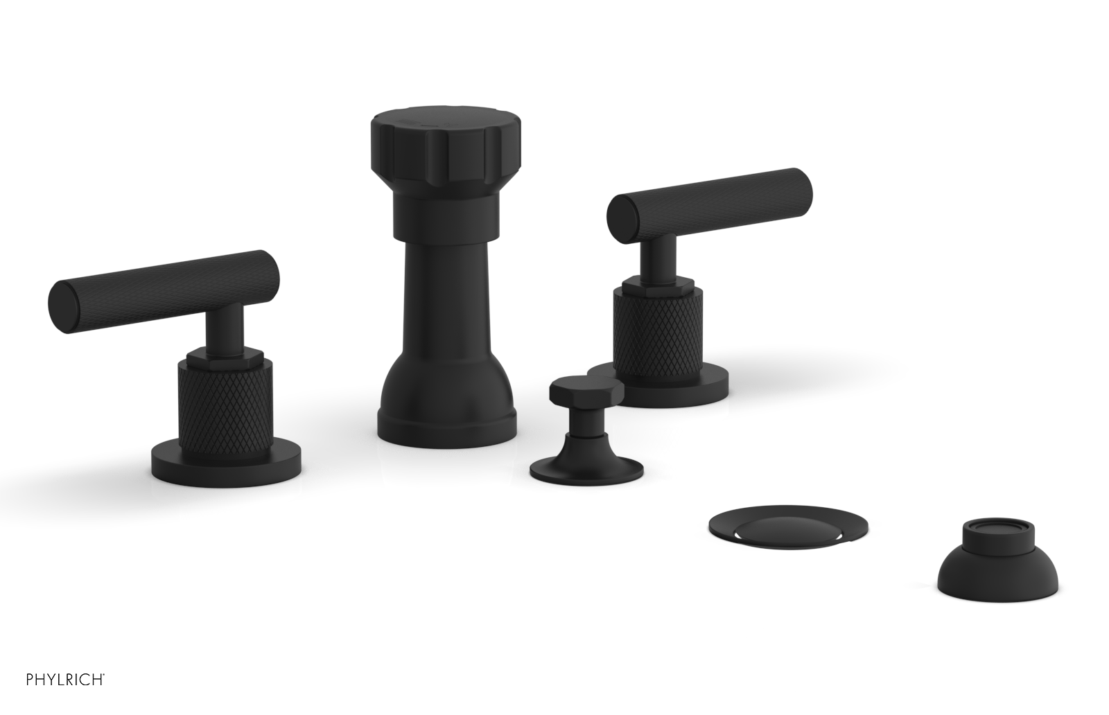 Phylrich Dustrie Knurled Four Hole Bidet Set with Lever Handles