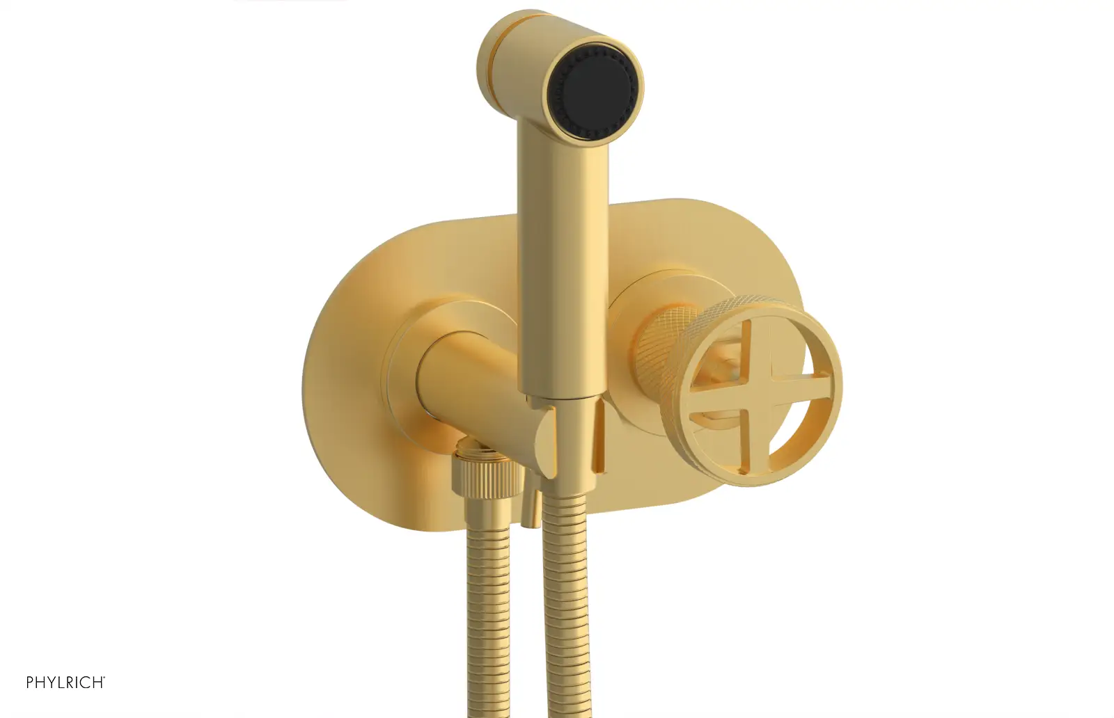Phylrich Dustrie Knurled Wall Mounted Bidet with Cross Handle by Phylrich