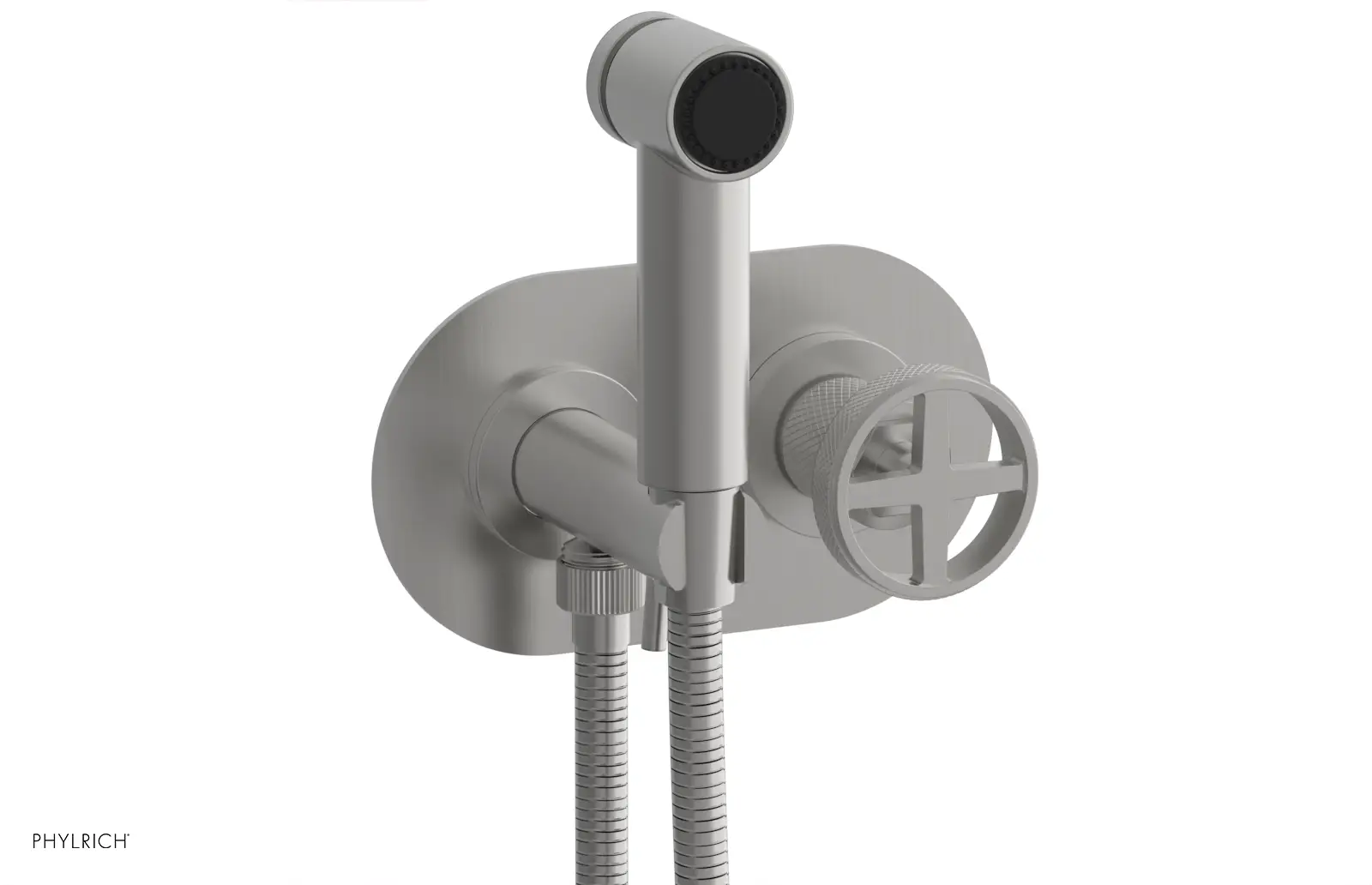 Phylrich Dustrie Knurled Wall Mounted Bidet with Cross Handle by Phylrich