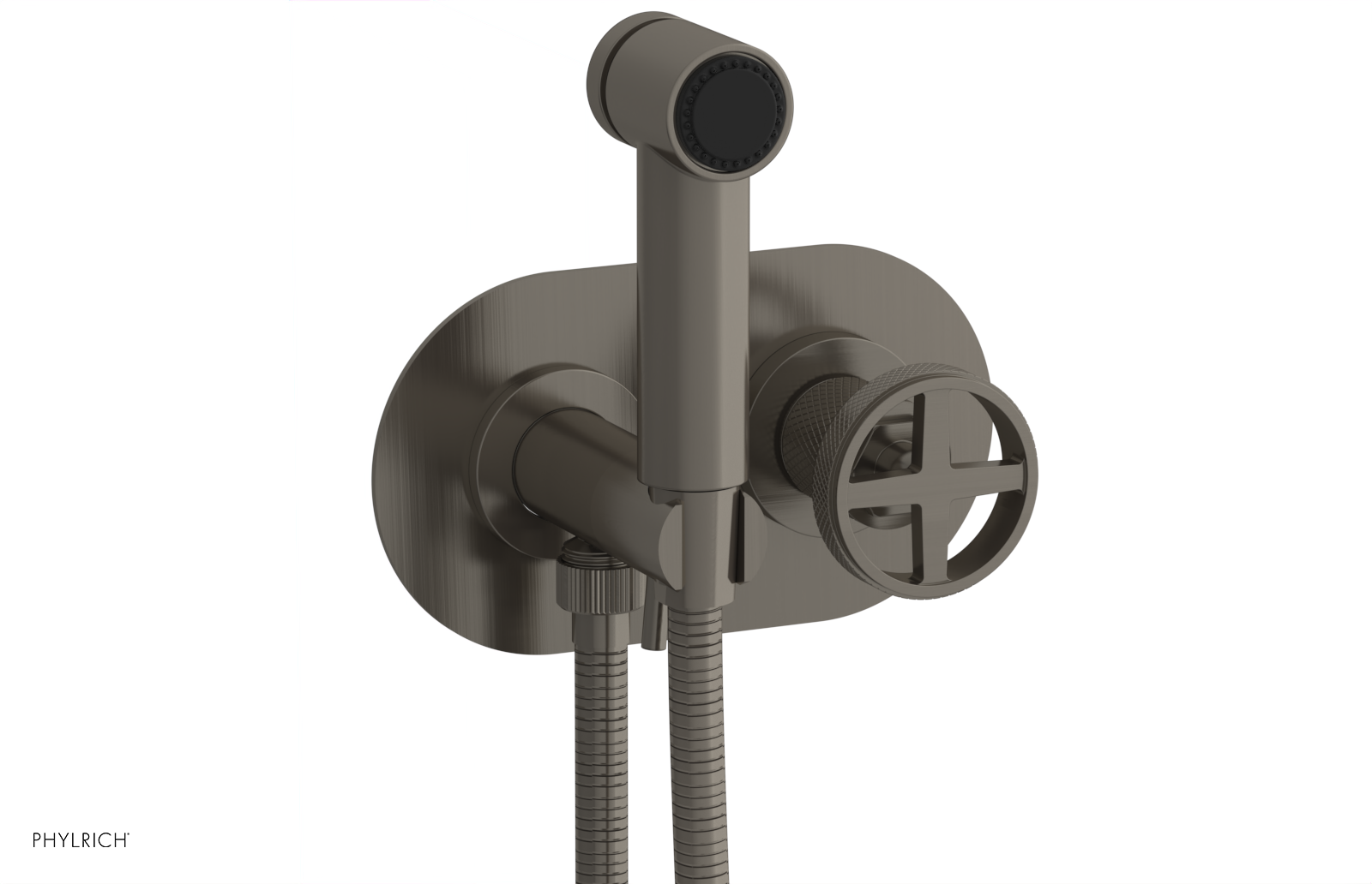Phylrich Dustrie Knurled Wall Mounted Bidet with Cross Handle